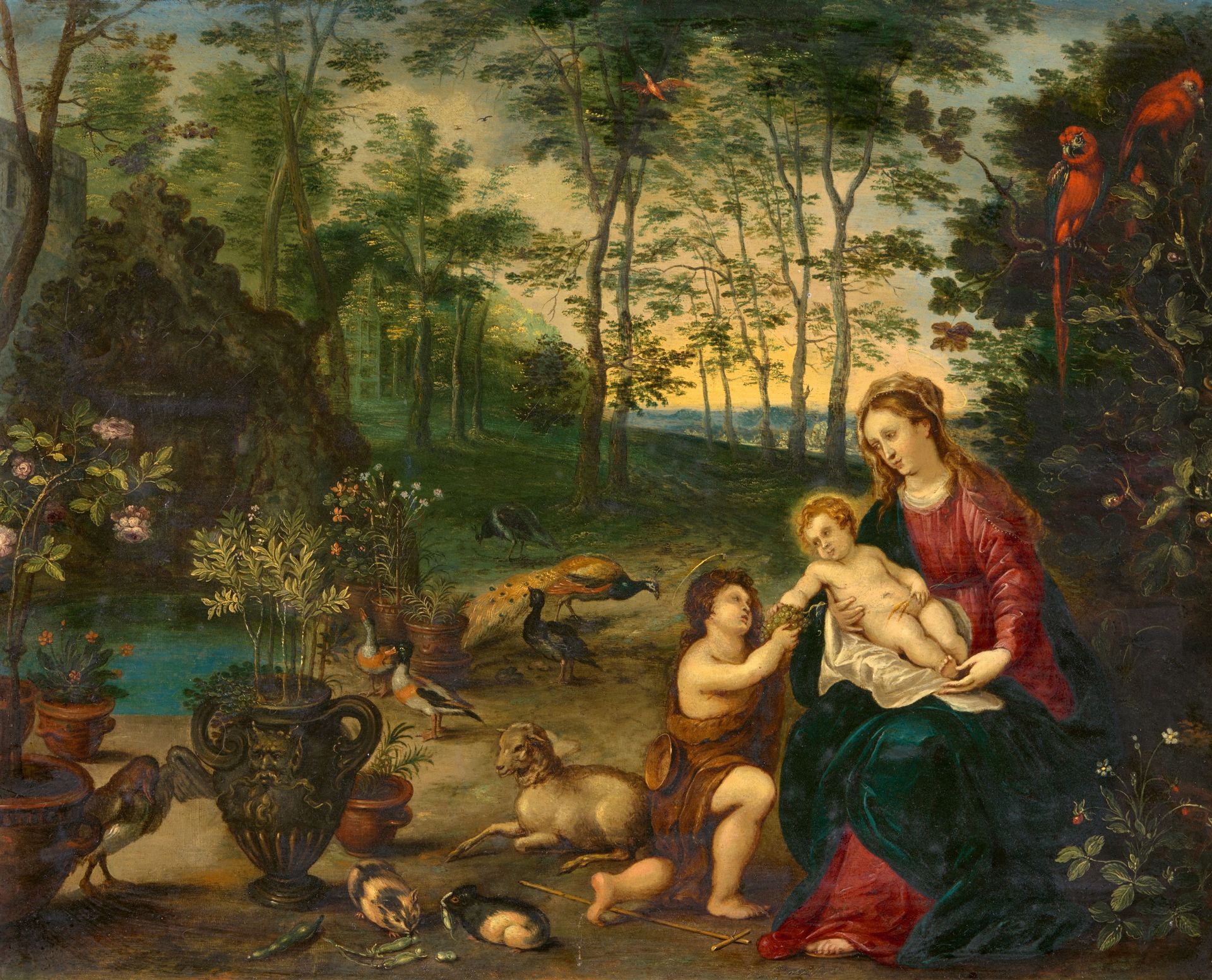 Jan Brueghel the Younger, attributed to, Pieter van Avont, attributed to, The Virgin and Child with 