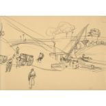 Lyonel Feininger, 4 doppelseitige Skizzen für "An der Seine, Paris"