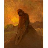 Odilon Redon, Figure en rouge assise sur un rocher