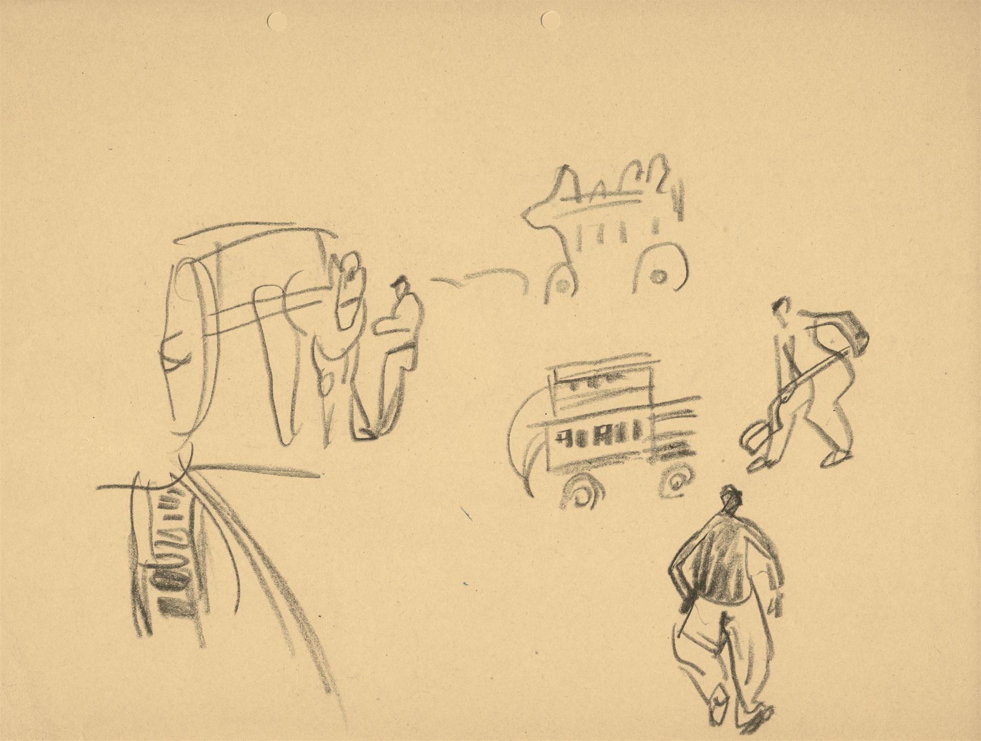 Lyonel Feininger, 4 doble-sided sketches for 'An der Seine, Paris' - Image 6 of 8