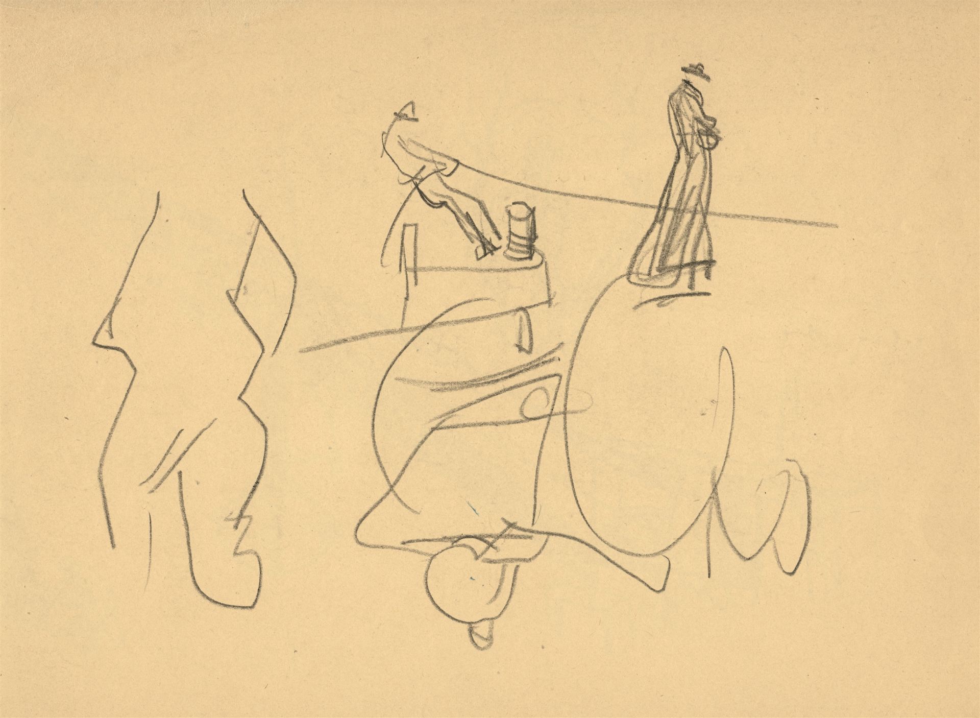Lyonel Feininger, 4 doble-sided sketches for 'An der Seine, Paris' - Image 4 of 8