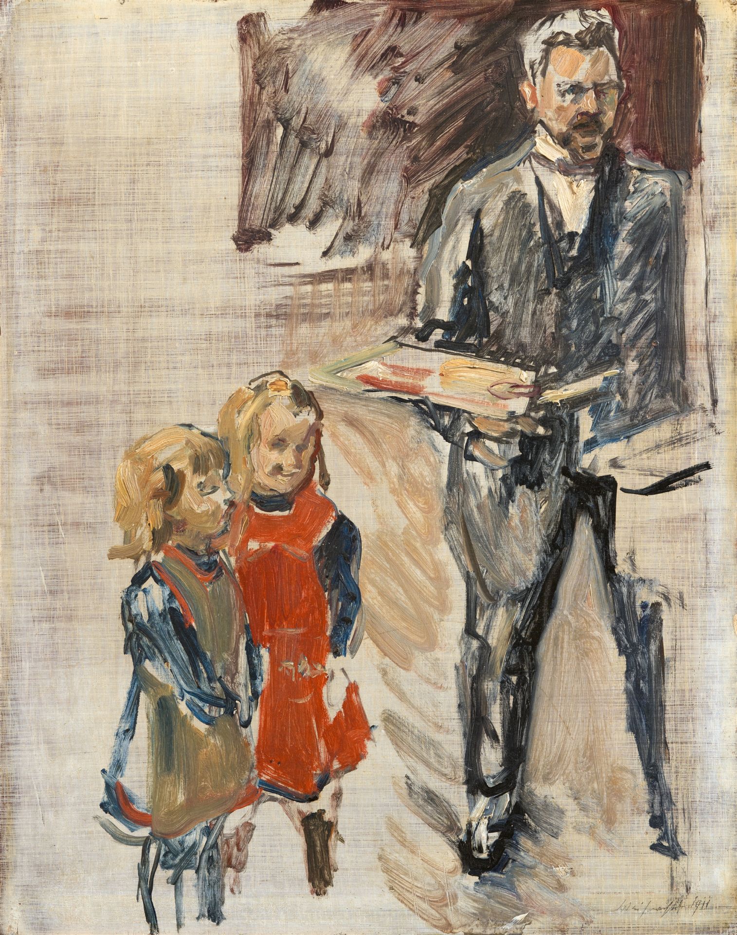 Max Slevogt, Selbstbildnis mit Kindern im Atelier