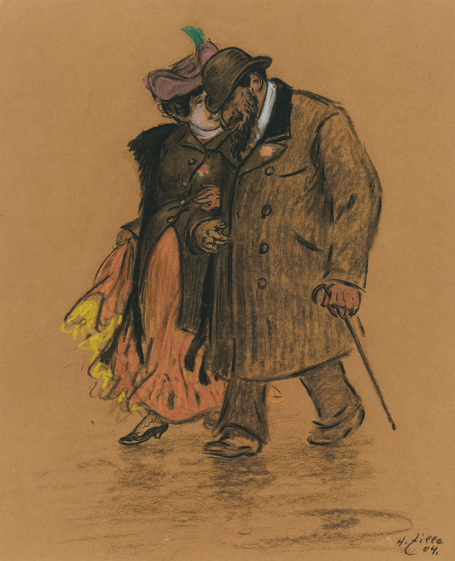 Heinrich Zille, Flanierendes Paar