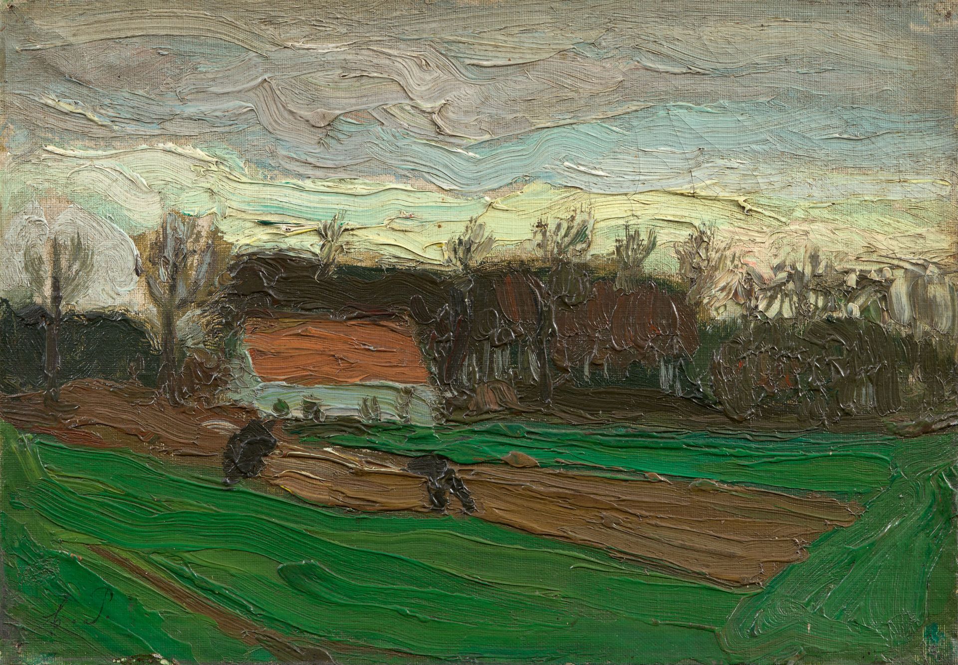 Constant Permeke, Landschaft mit Feld und Bauernhaus