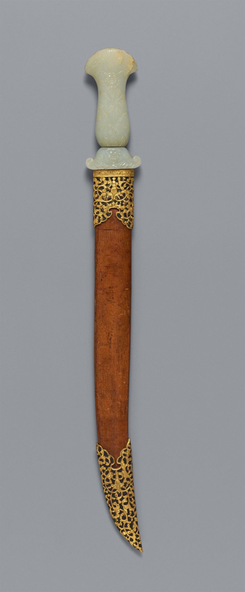 A North Indian khanjar with scabbard. 19th century or earlier