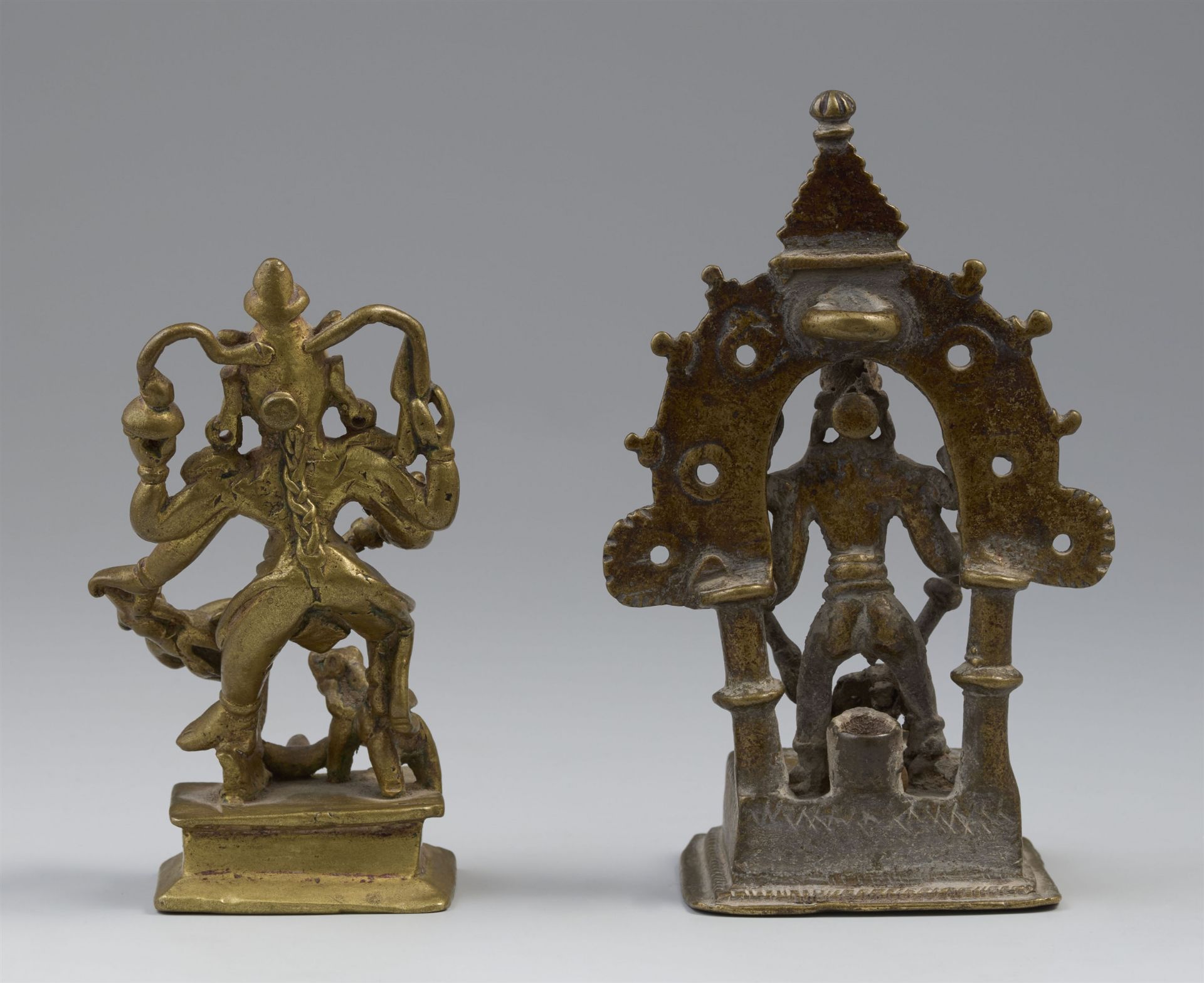 Two Maharashtra copper alloy figures of Mahishasuramardini. Central India. 19th century - Image 2 of 2