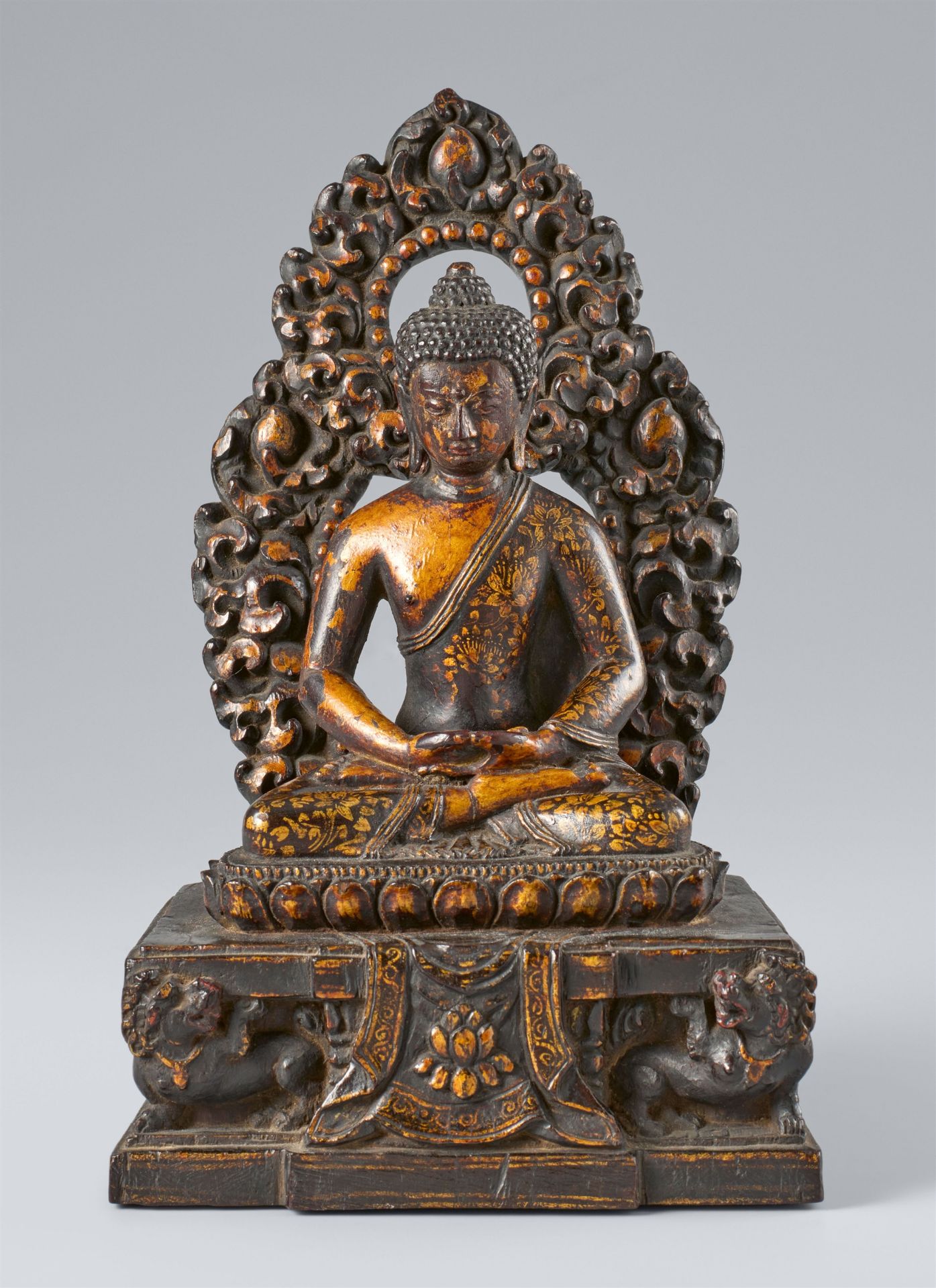 A wood figure of Buddha Amithaba. Tibet. 18th/19th century