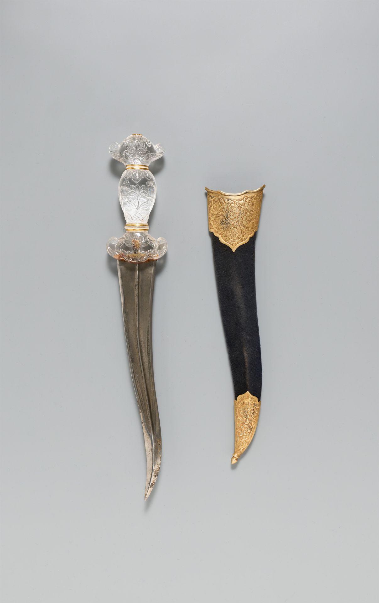 A North Indian dagger (khanjar) with scabbard. 19th century or earlier - Image 2 of 2