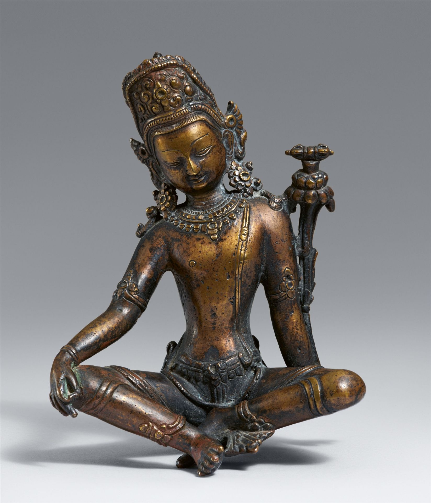 A copper figure of Indra. Nepal. 13th/14th century