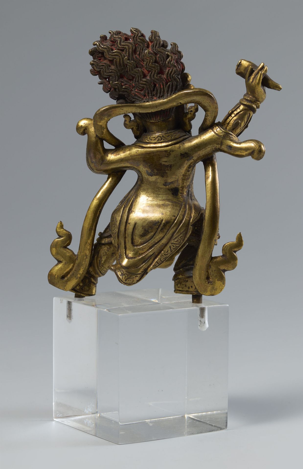 A Sinotibetan gilt bronze figure of Dharmapala Begtse (Beg-ts'e). 18th/19th century - Image 2 of 4