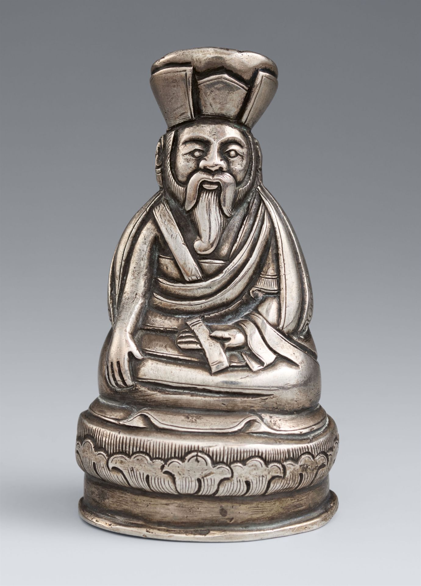 A small Bhutanese silver figure of Ngawang Namgyal. 18th/19th century