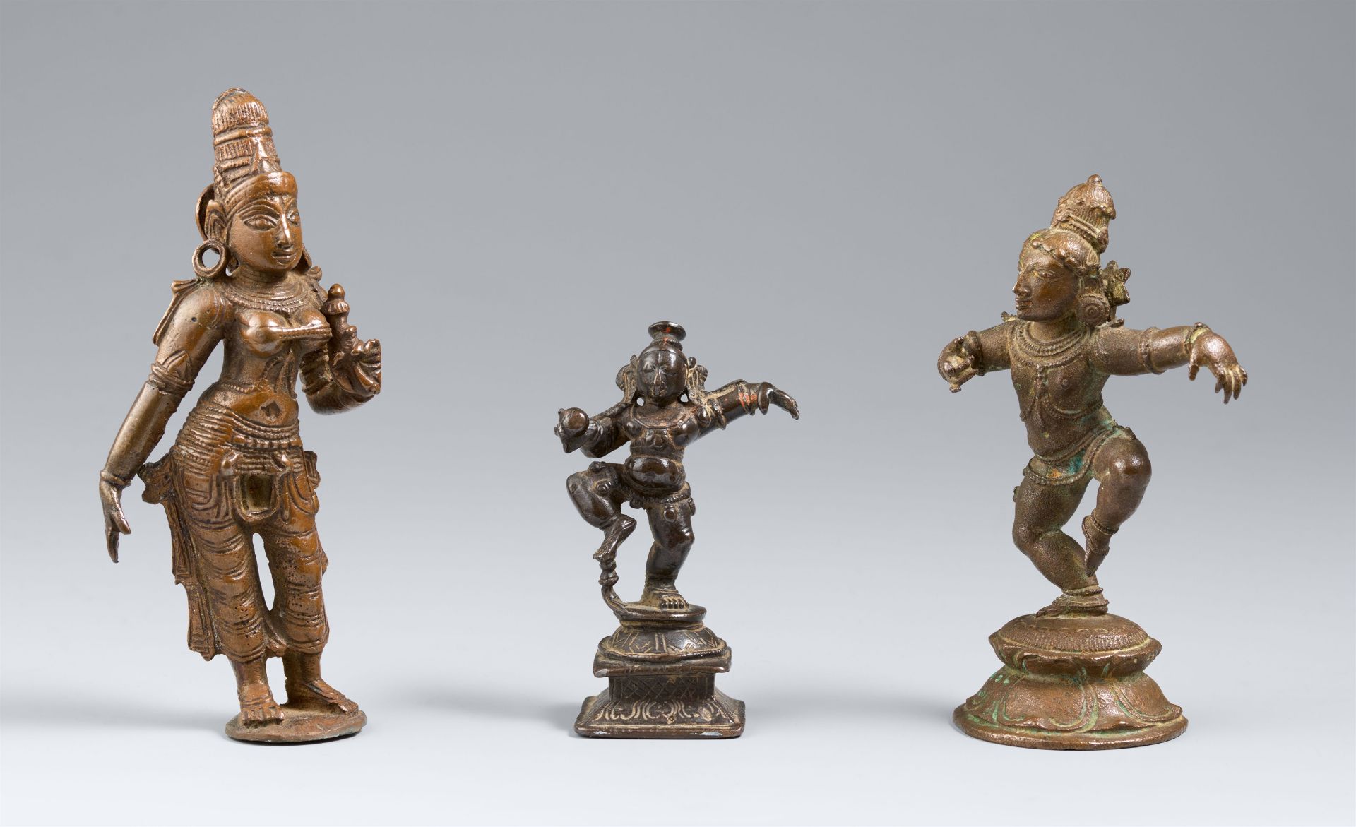 Three Southern India copper alloy bronze figures. 15th/19th century