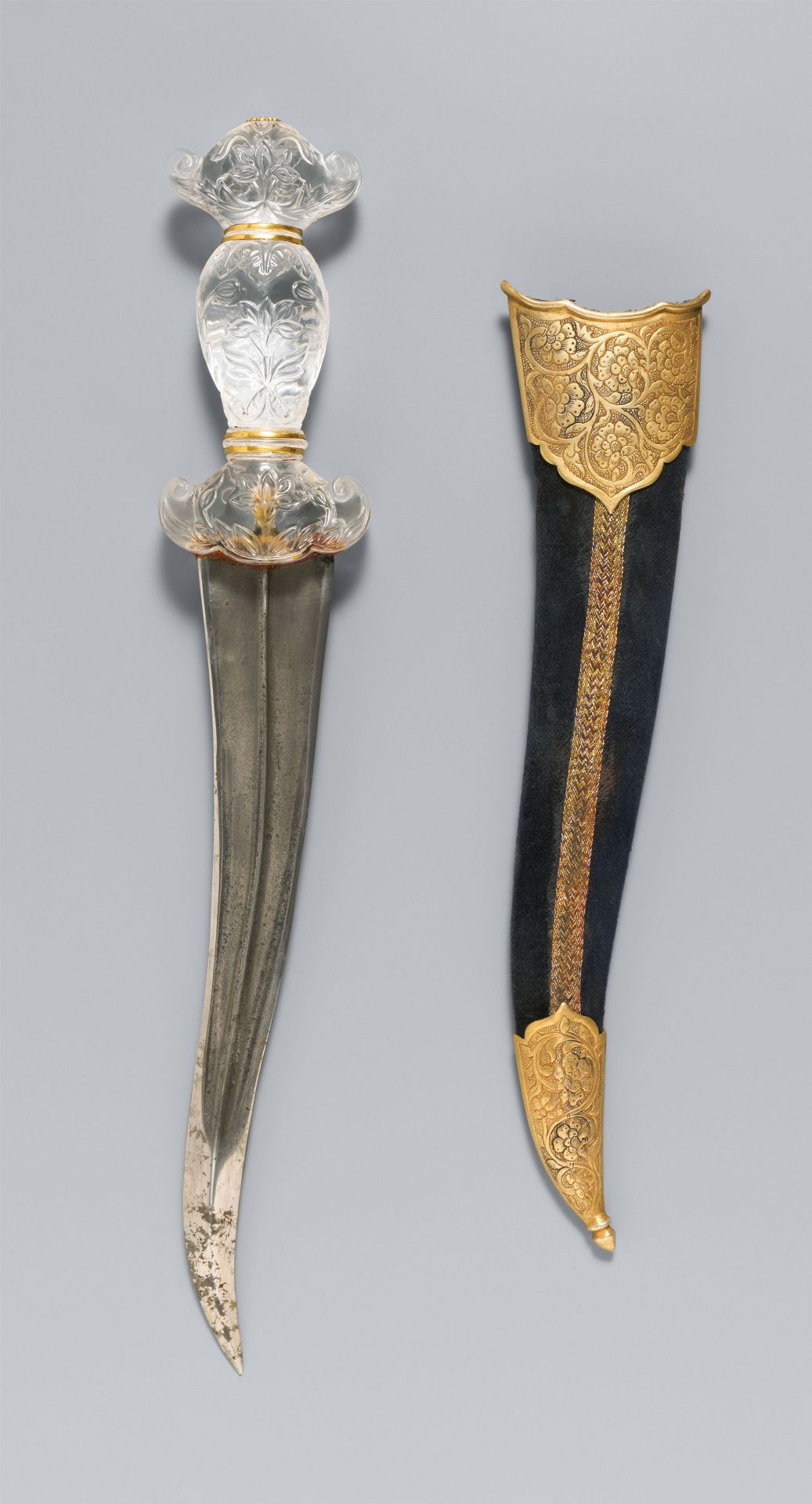 A North Indian dagger (khanjar) with scabbard. 19th century or earlier