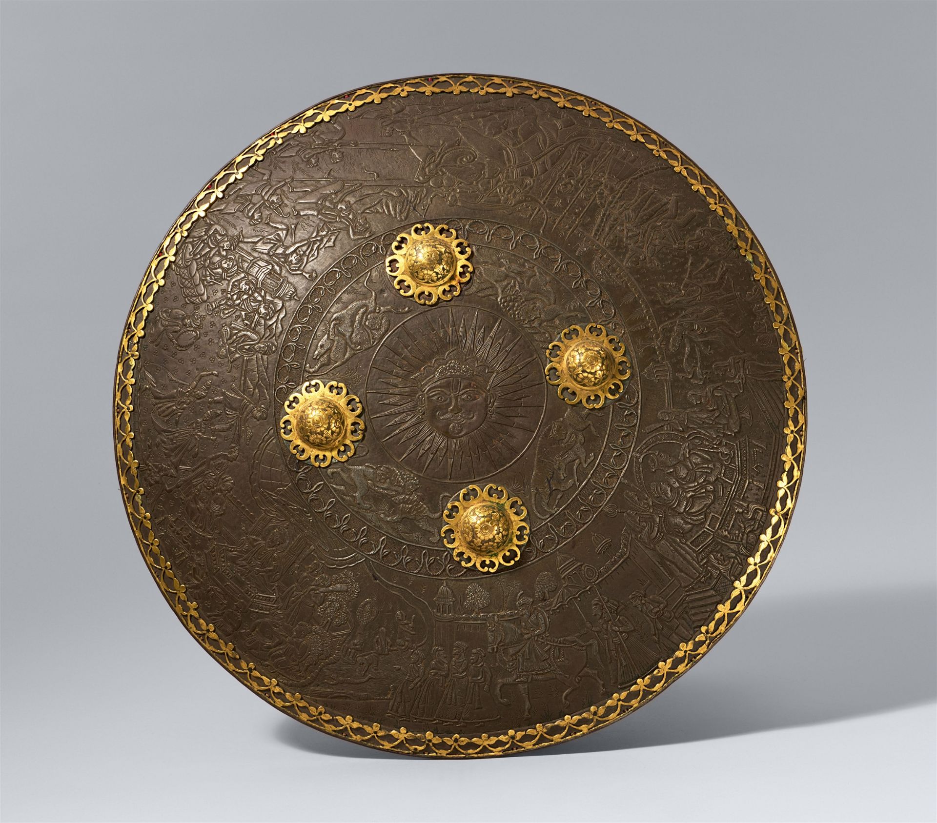 A Rajasthani iron shield (dhal). India. 19th/20th