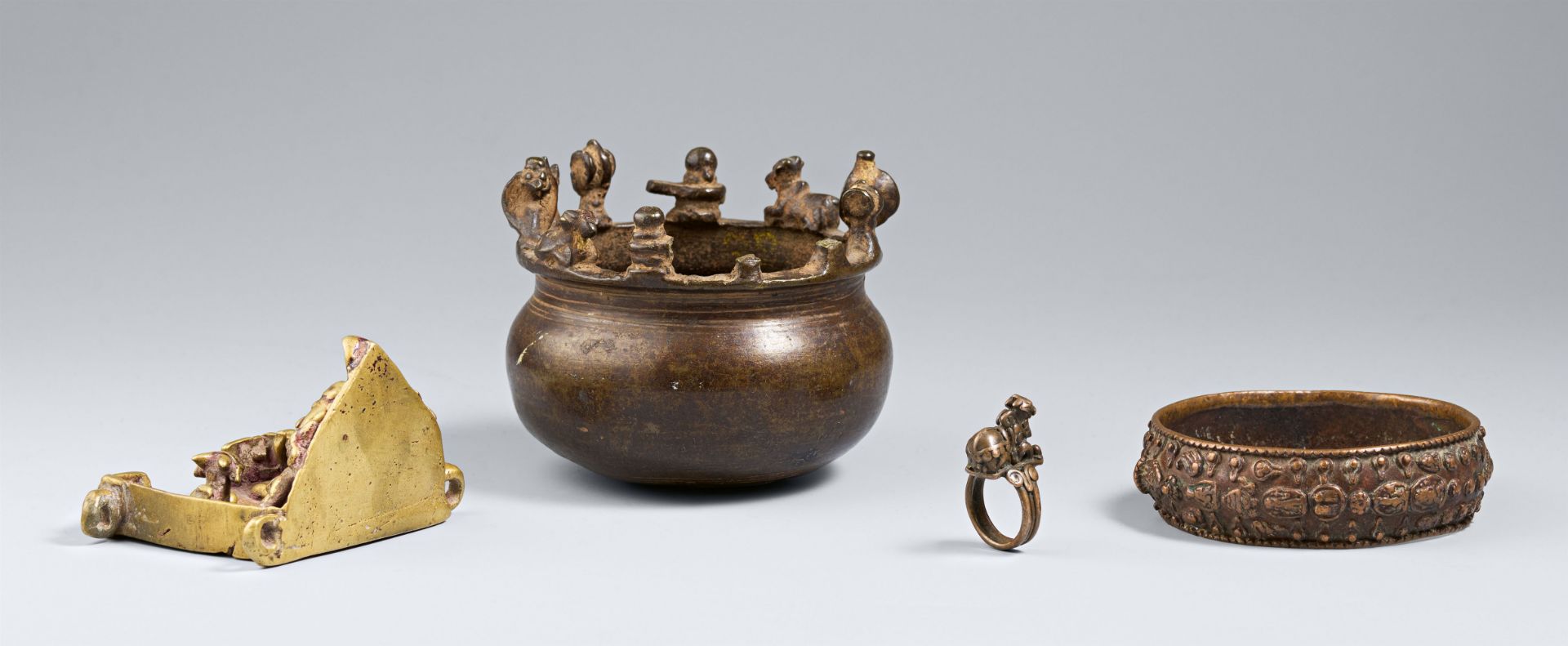 Four copper alloy pieces. Central and Southern India. 19th/20th century - Image 2 of 2