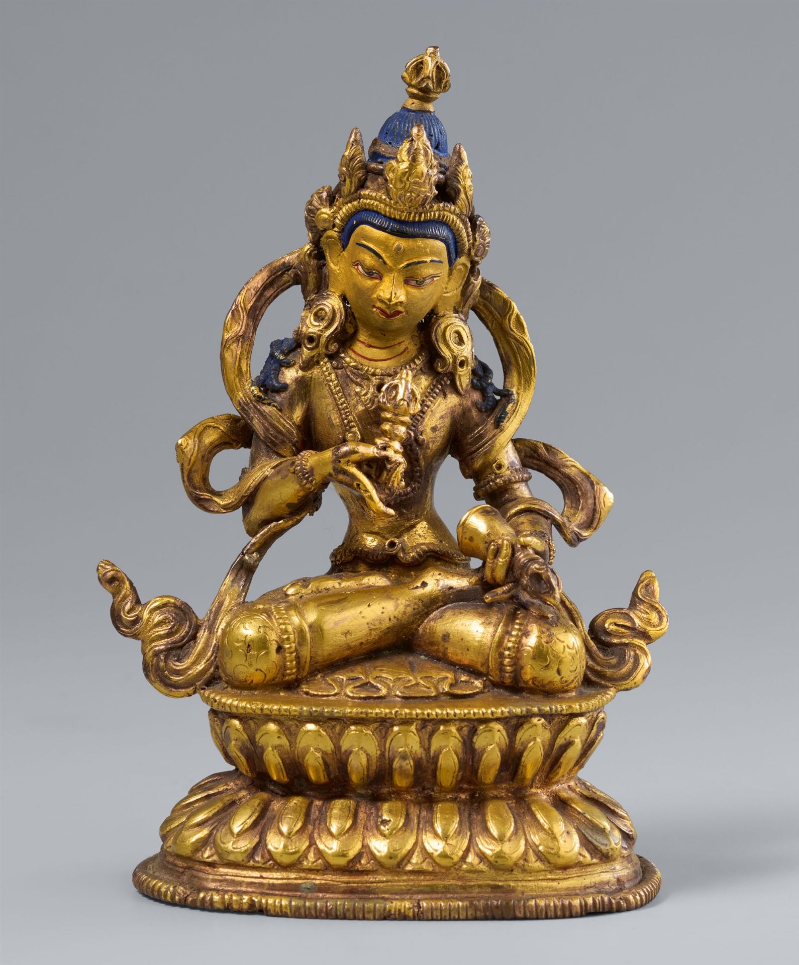 A Sinotibetan gilt bronze figure of Vajrasattva. 19th/20th century