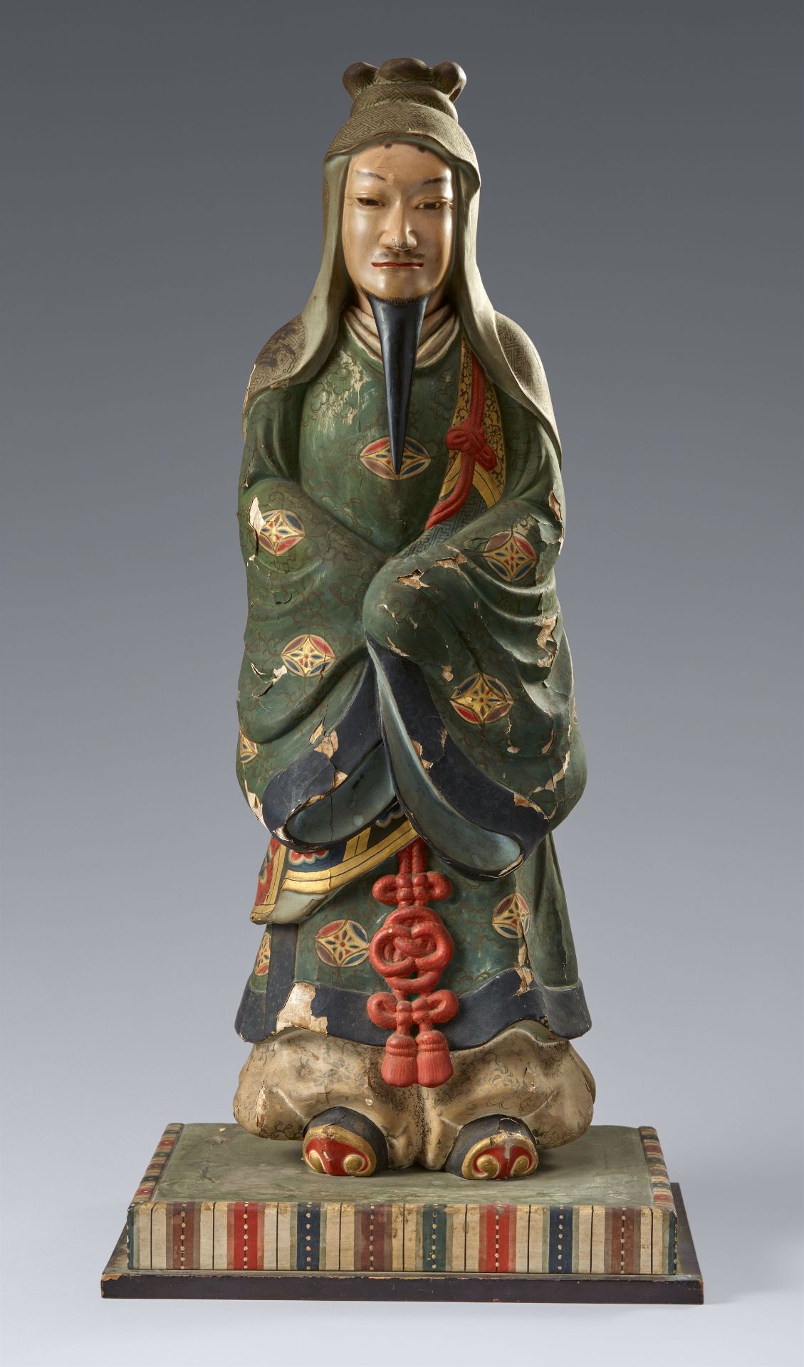 A polychrome wood figure of a bearded Shôtoku Taishi. Dated by inscription 1840