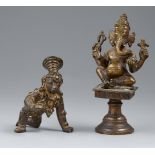 Zwei Figuren des Krishna und Ganesha. Bronze. Süd-Indien. 16. Jh. und später