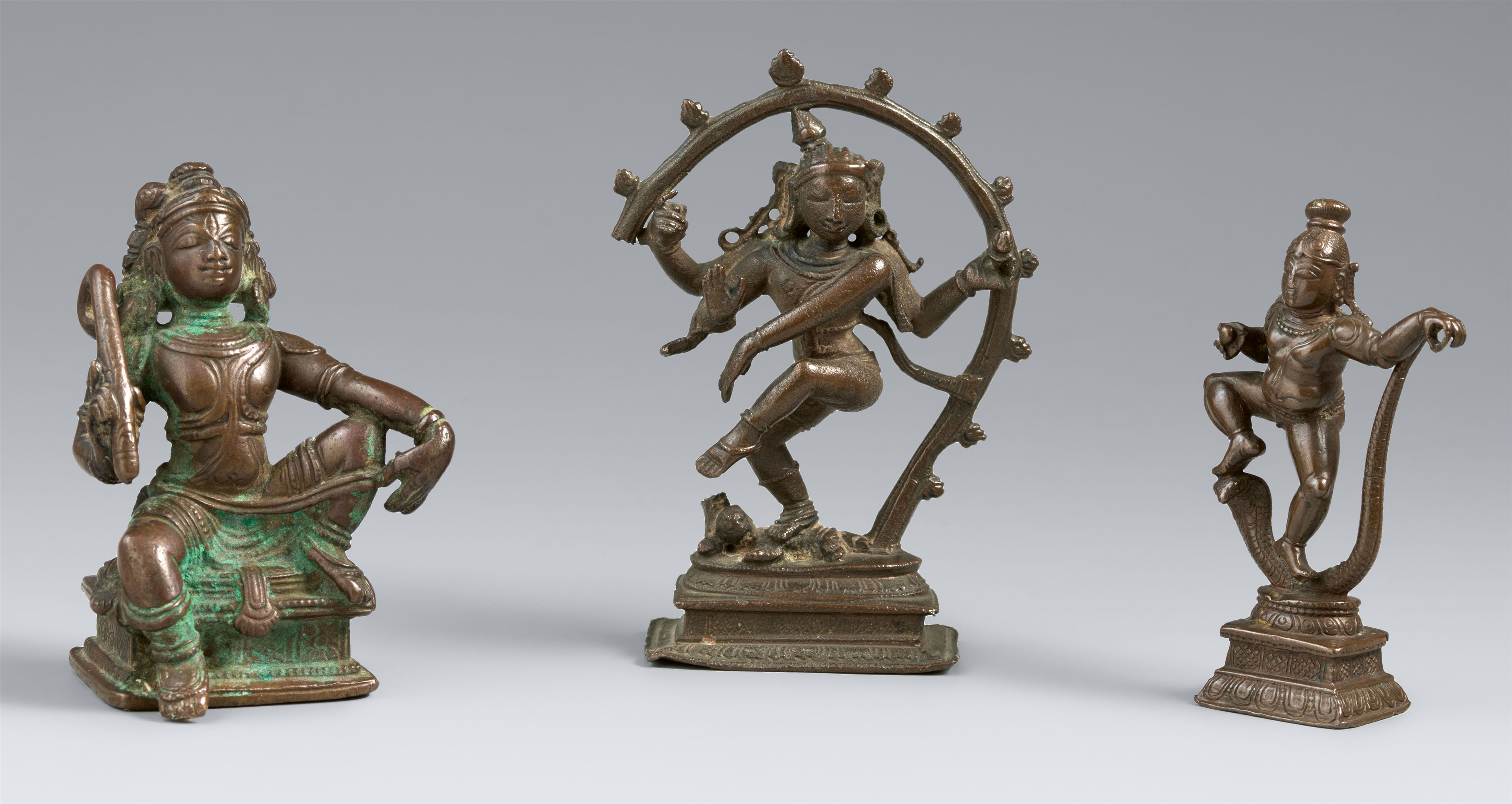 Three Southern India copper alloy figures of deities. 17th/19th century
