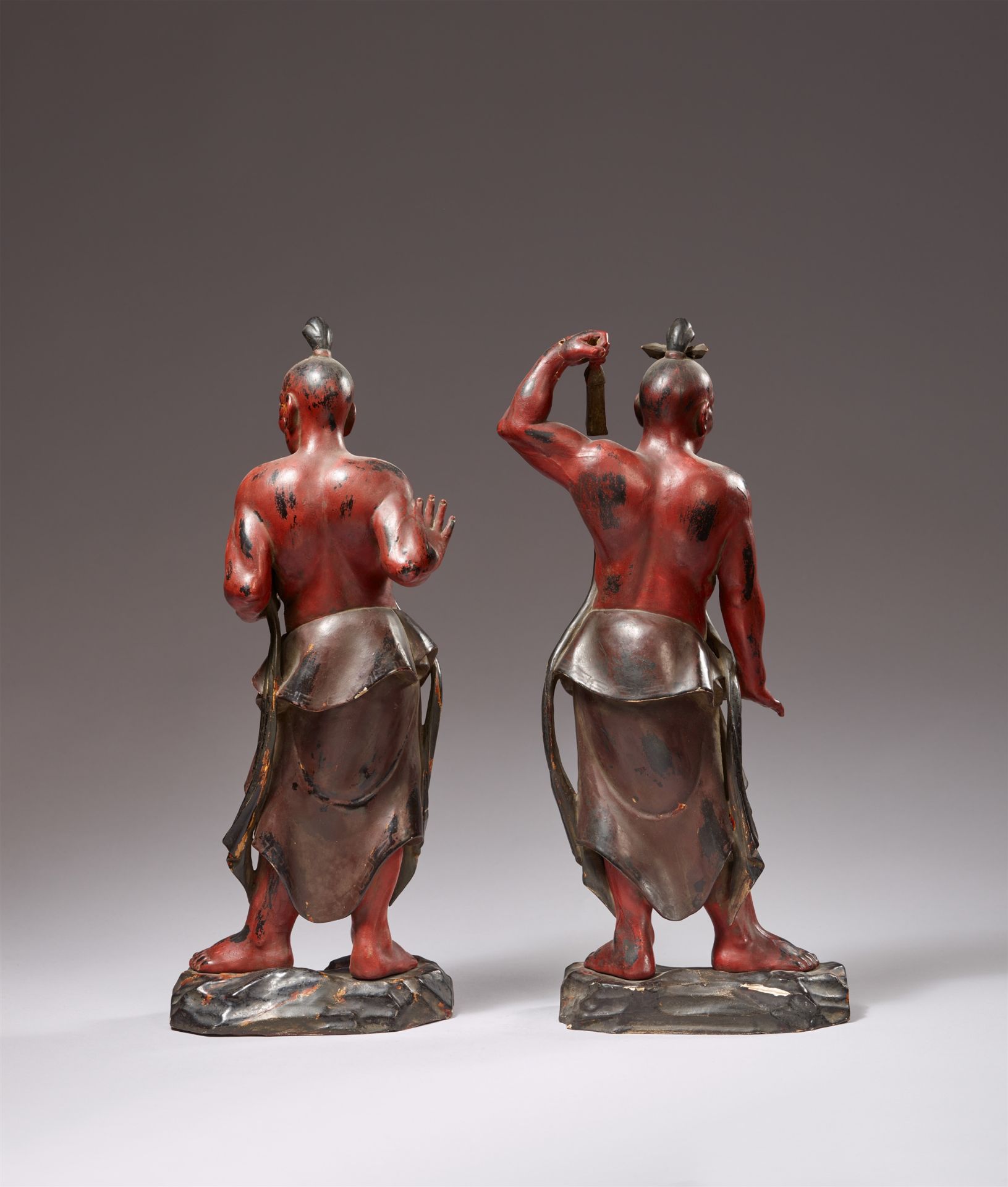 Two lacquered wood figures of Niô. 19th century - Image 2 of 2