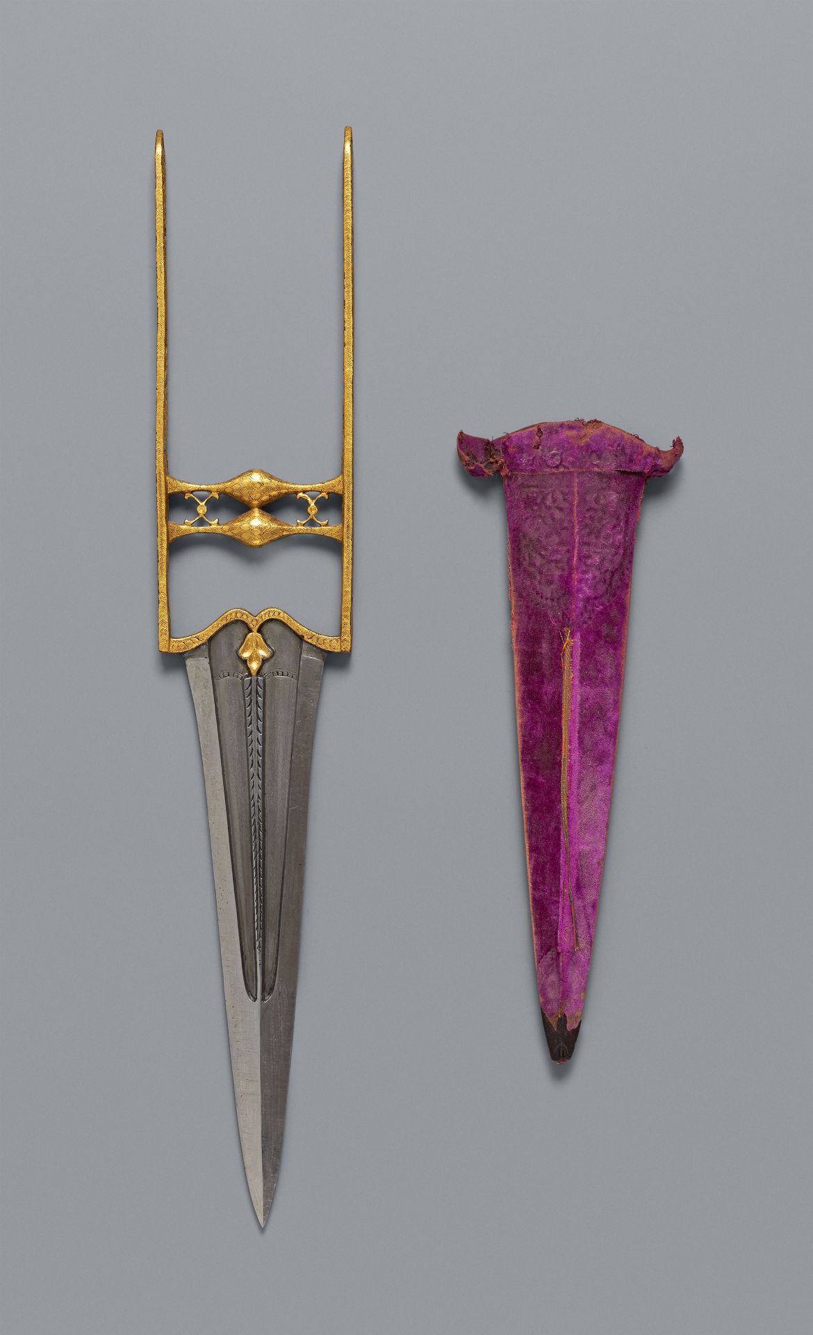 An Indian punch dagger (katar) with scabbard. 19th century or earlier