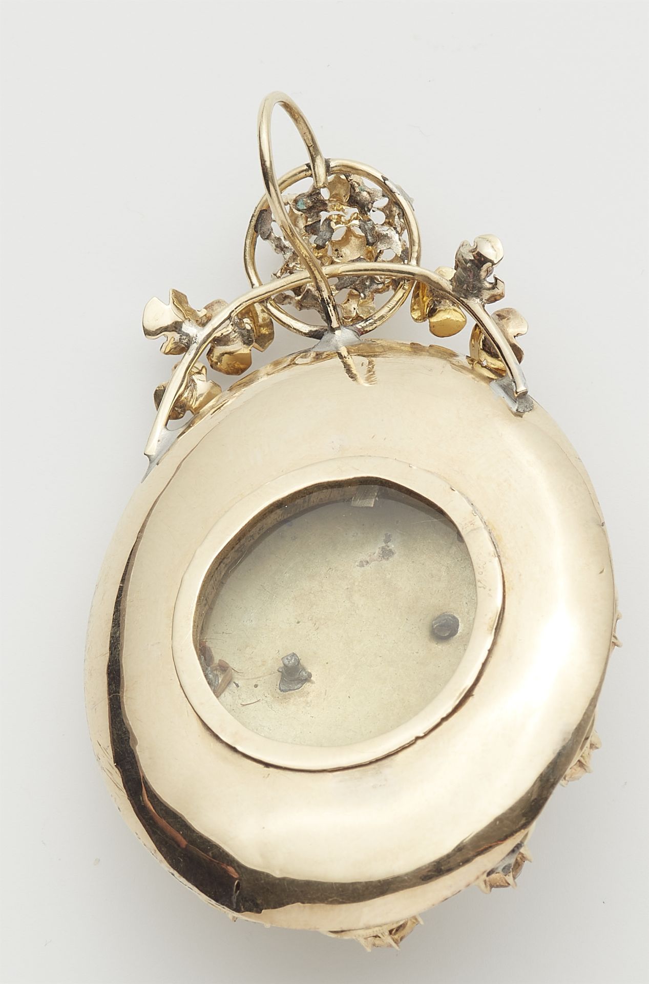 An Italian 14k gold enamel and rose-cut diamond locket. - Image 2 of 2