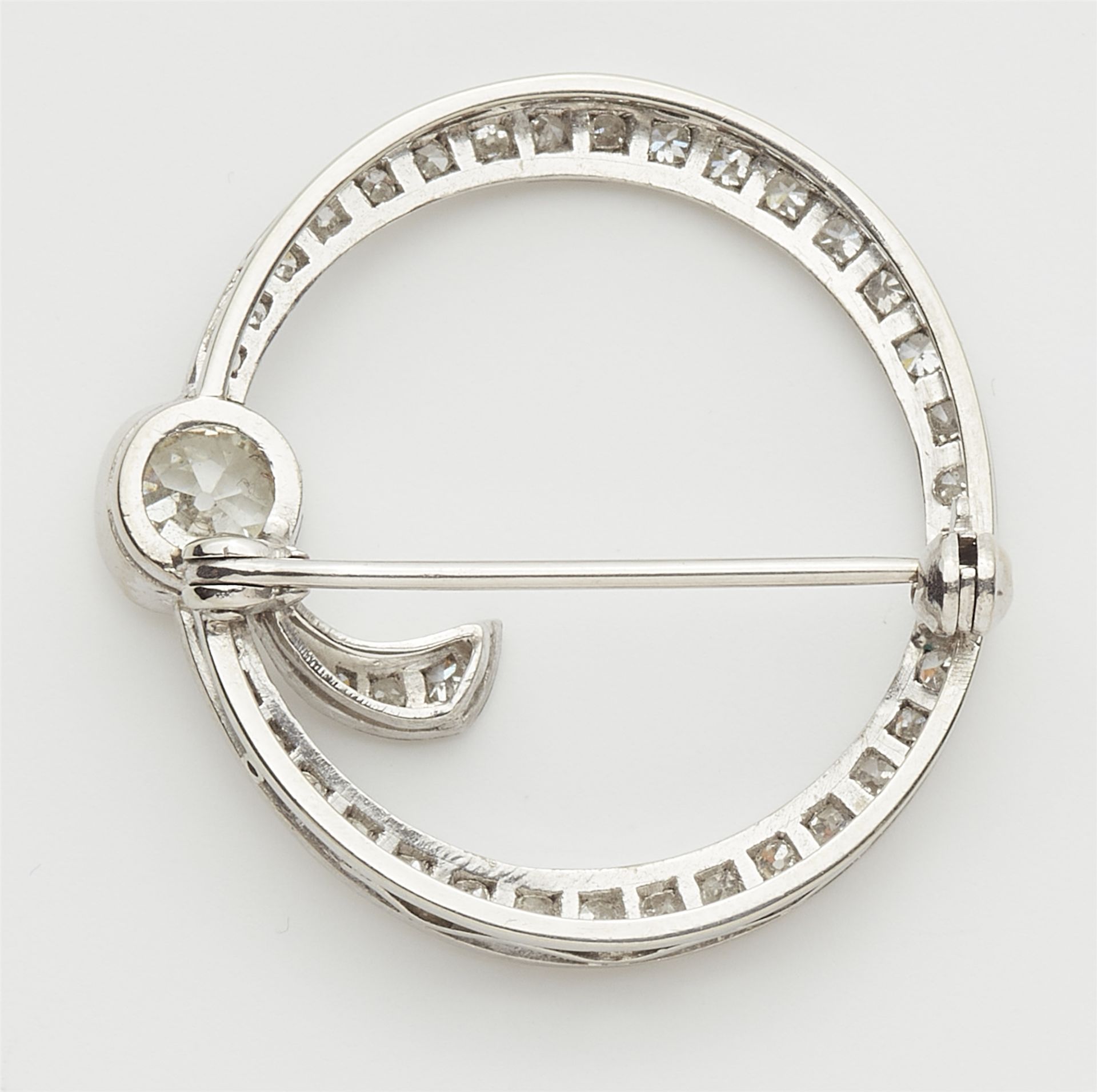 An Art Deco 18k white gold diamond brooch. - Image 2 of 2