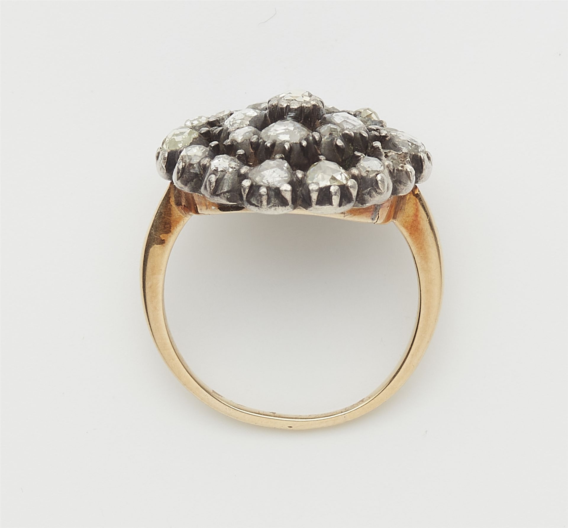 A silver 14k gold and Dutch rose-cut diamond cluster ring. - Image 2 of 3