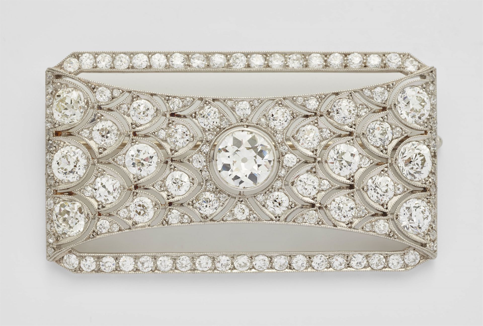 A Belle Epoque platinum diamond brooch with 18k gold pin. - Image 3 of 4