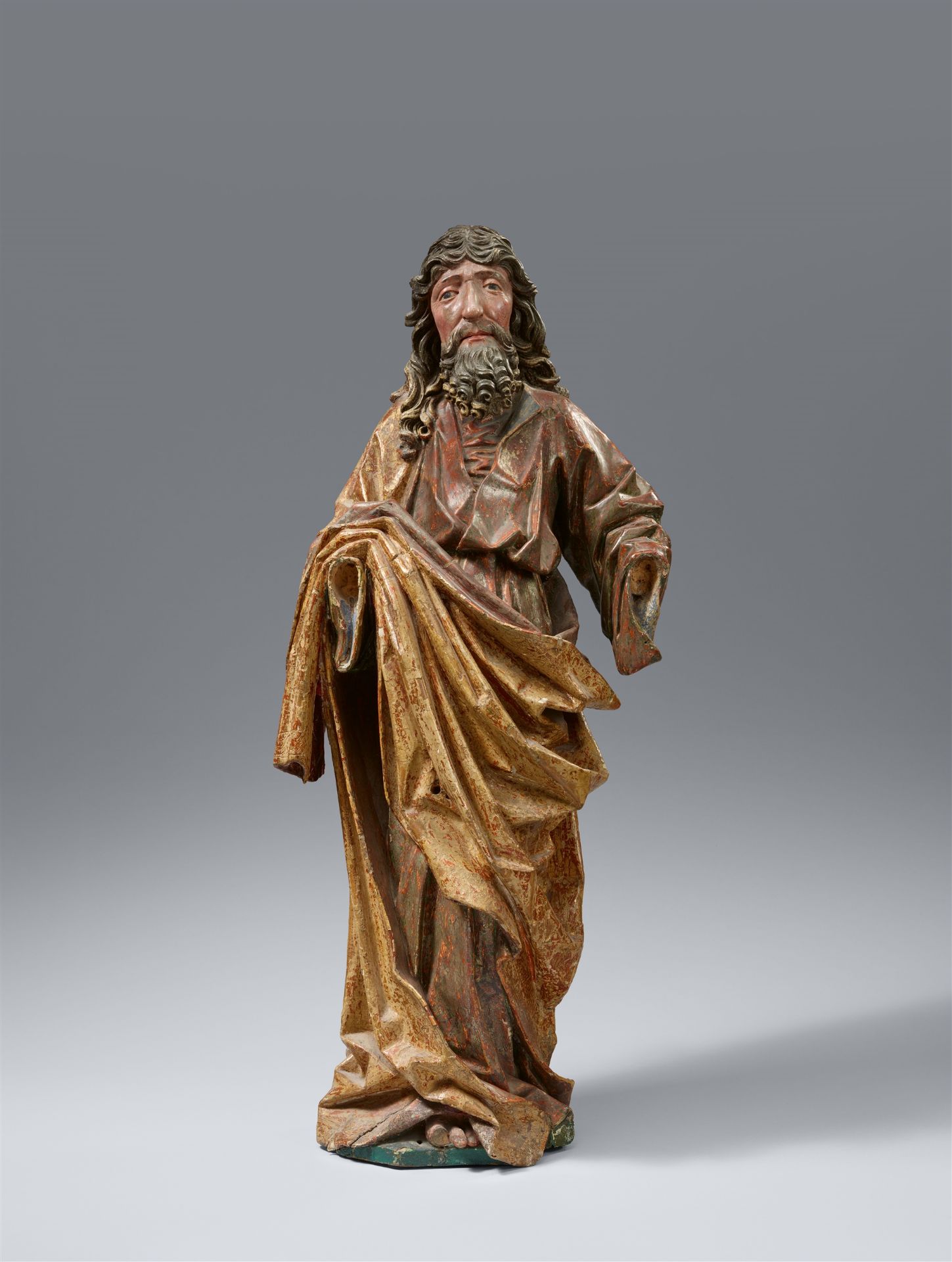 A carved wood figure of a saint attributed to Lorenz Luchsperger