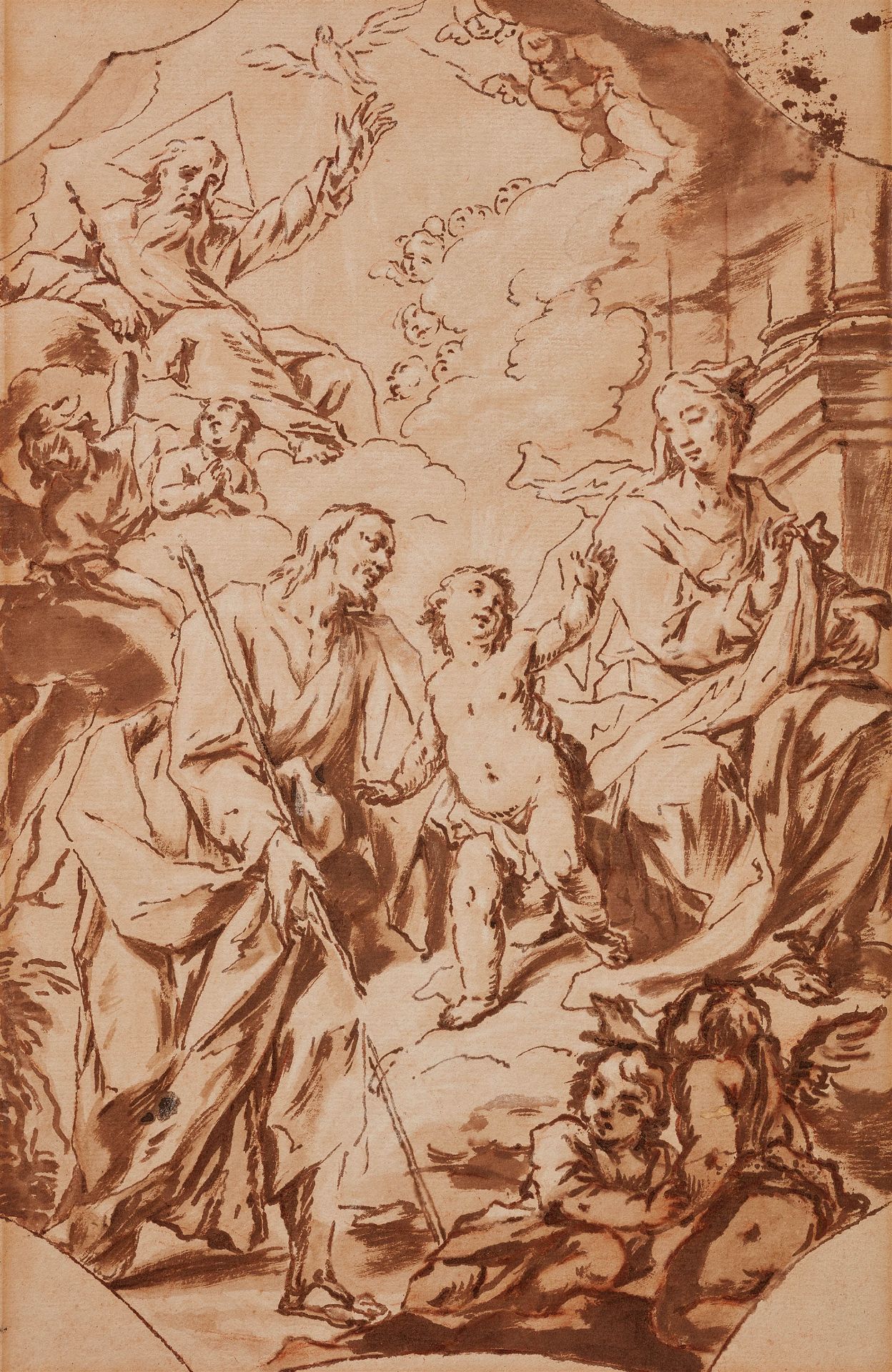 Venetian School 18th century, Altarpiece design with Holy Family
