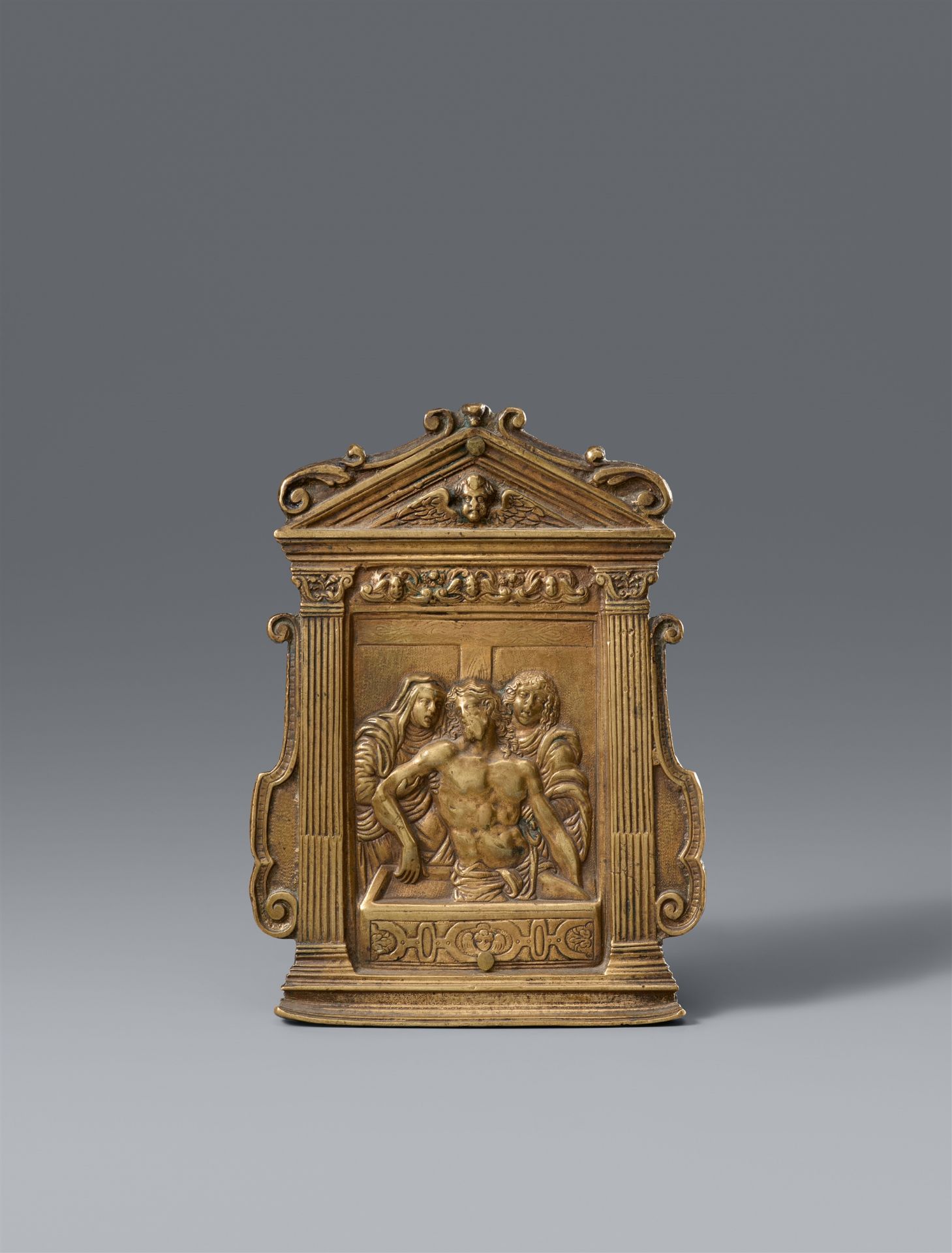 A brass pax, presumably South German, second half 16th century