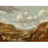 Dirck Verhaert, Weite Flusslandschaft mit einer Stadt im Vordergrund