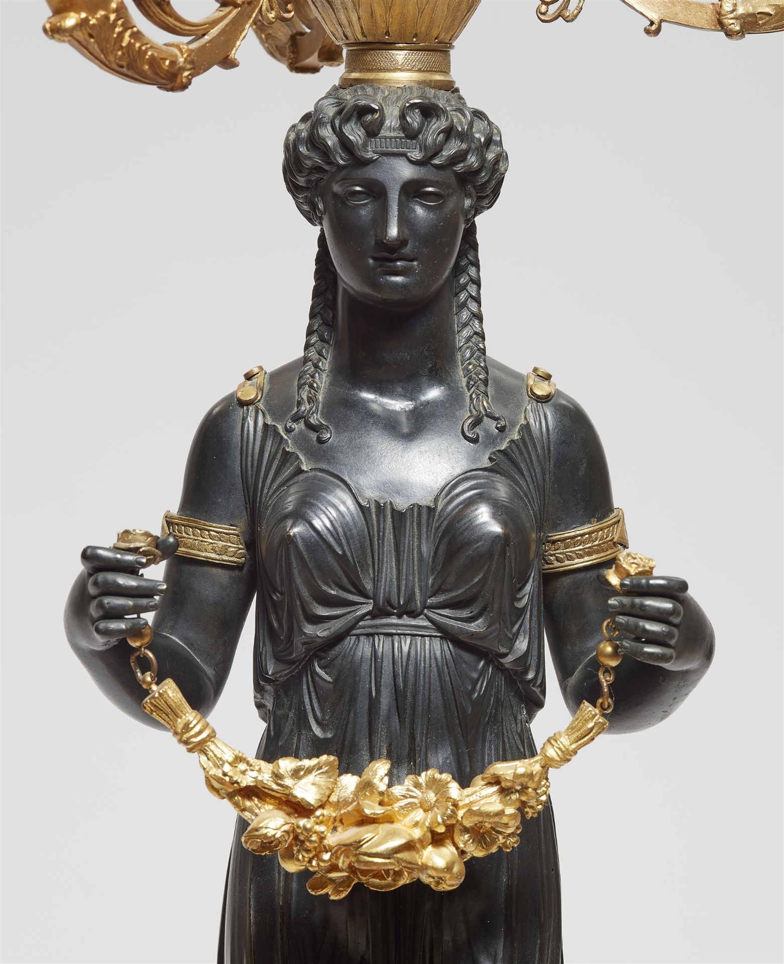 An important gilt and patinated bronze girandole with a figure of Isis/Demeter - Image 2 of 4