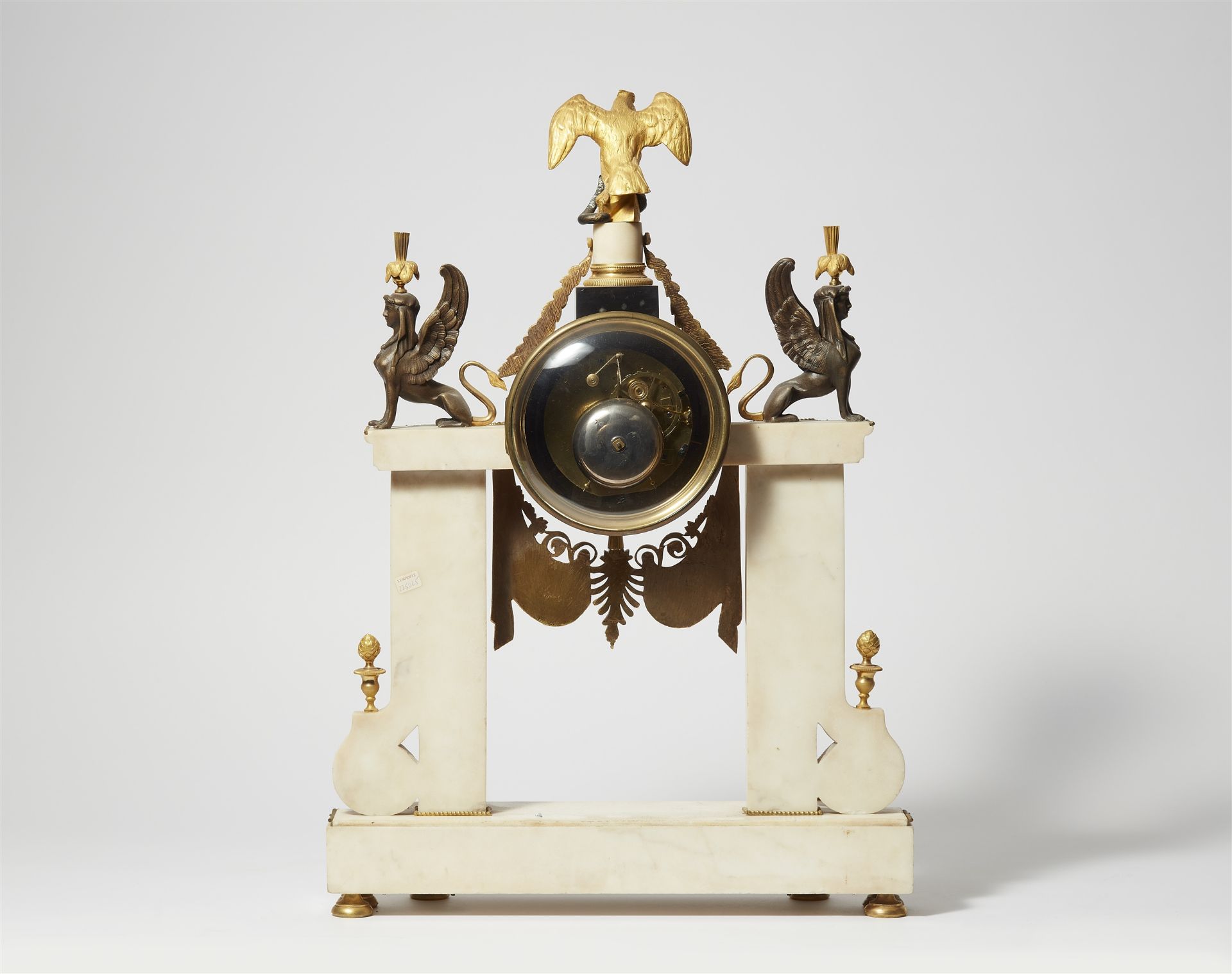 A Parisian gilt and patinated bronze pendulum clock "à l'aigle" - Image 2 of 2