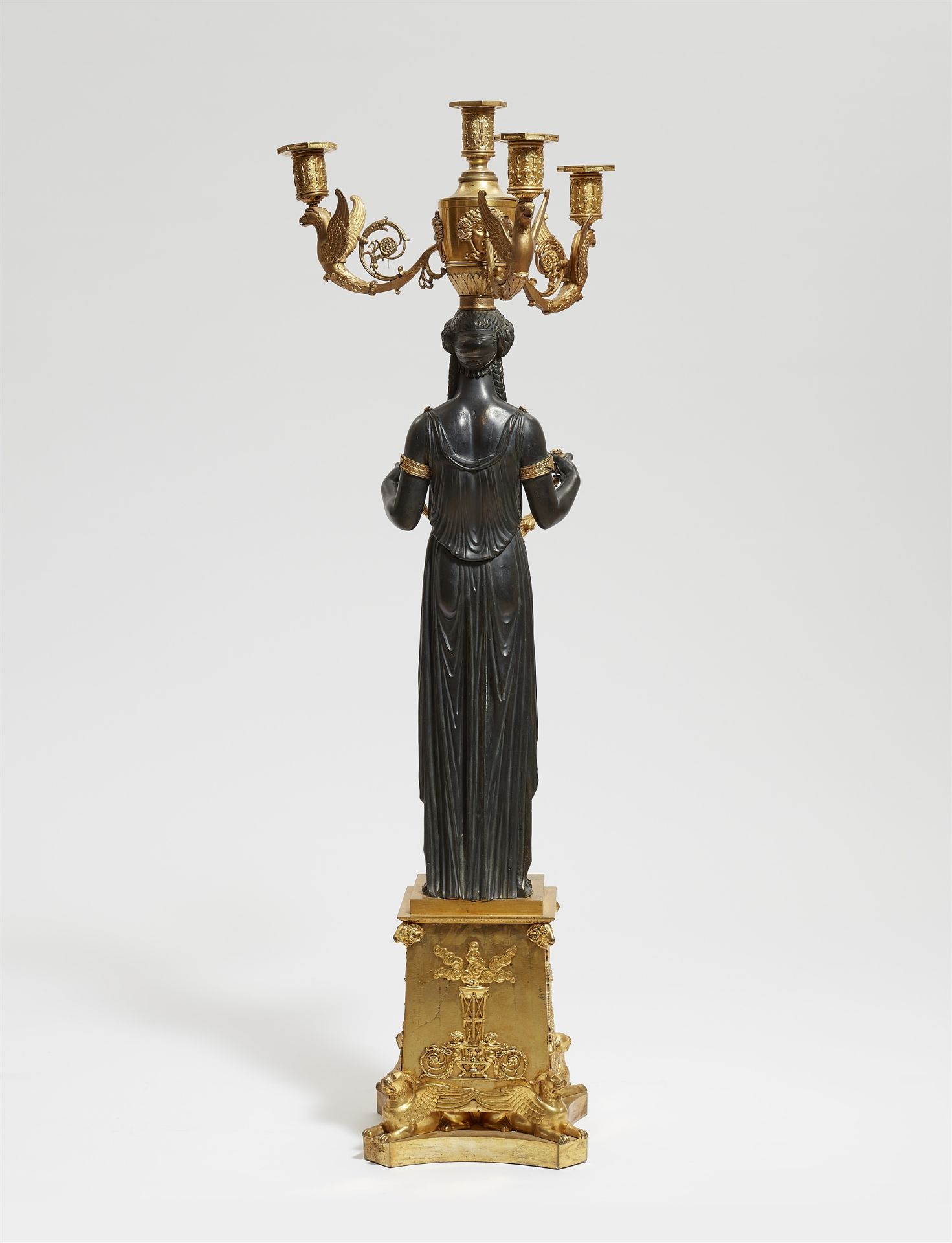 An important gilt and patinated bronze girandole with a figure of Isis/Demeter - Image 4 of 4