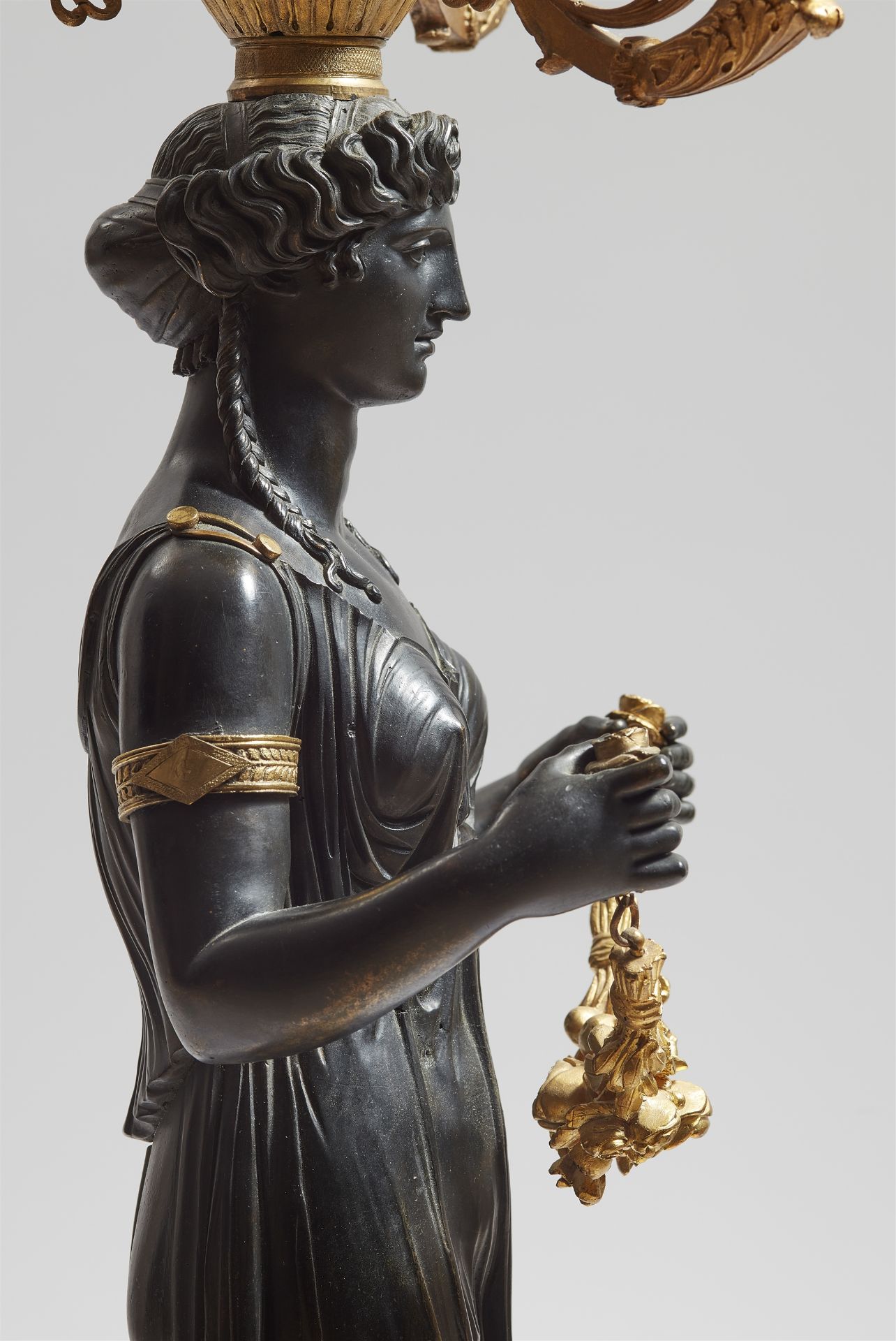 An important gilt and patinated bronze girandole with a figure of Isis/Demeter - Image 3 of 4