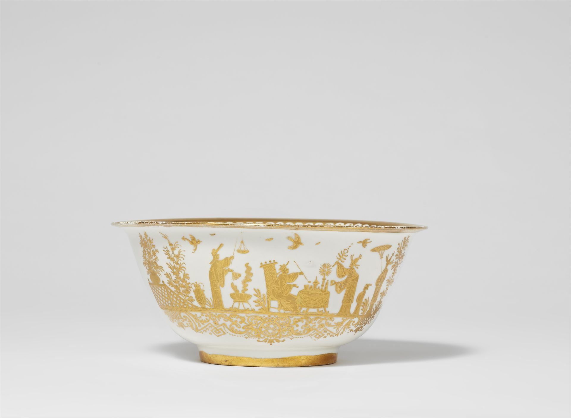 A Meissen Boettger porcelain bowl with Augsburg gildings