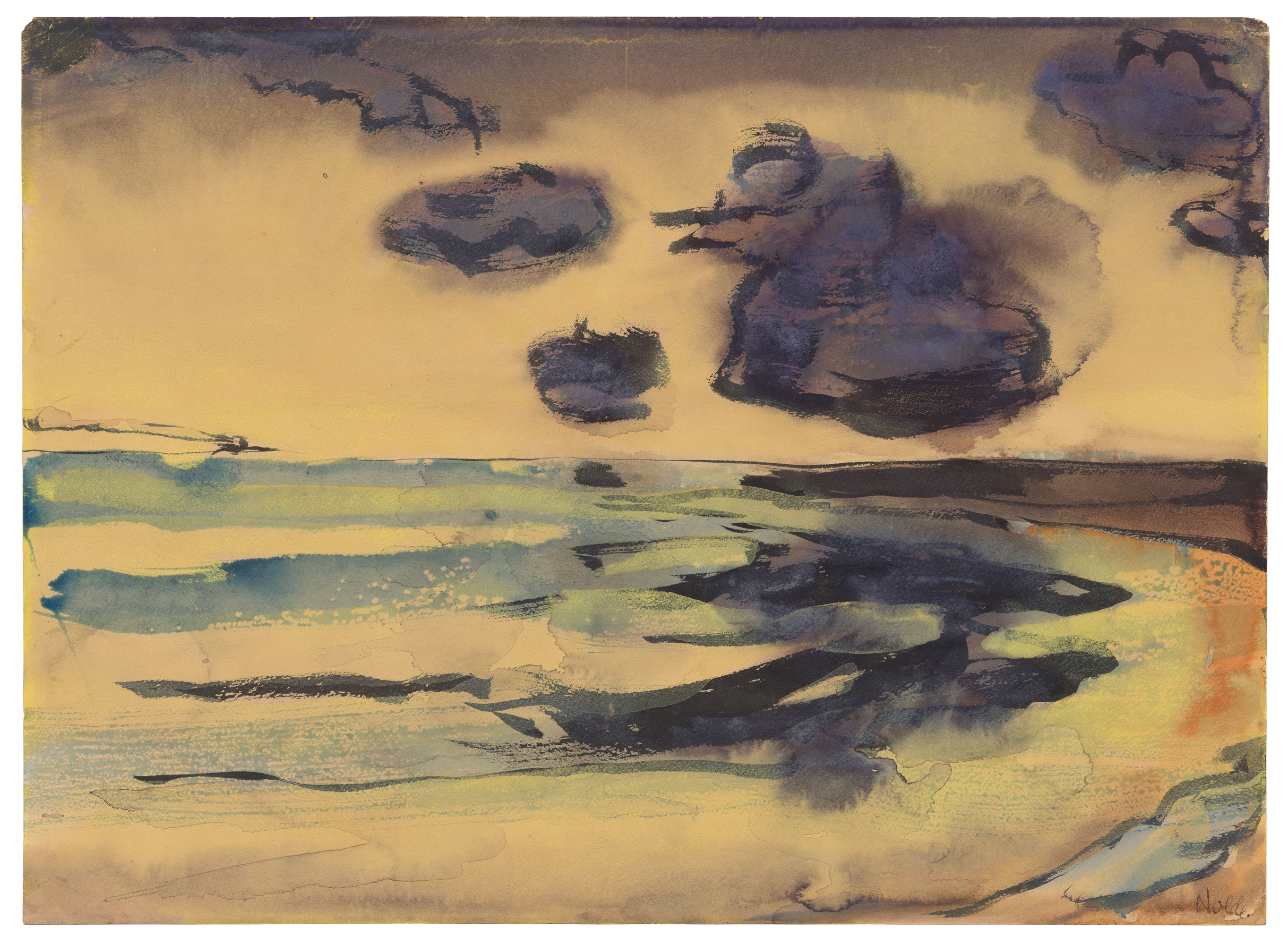 Emil Nolde, Marschlandschaft mit See und Abendwolken