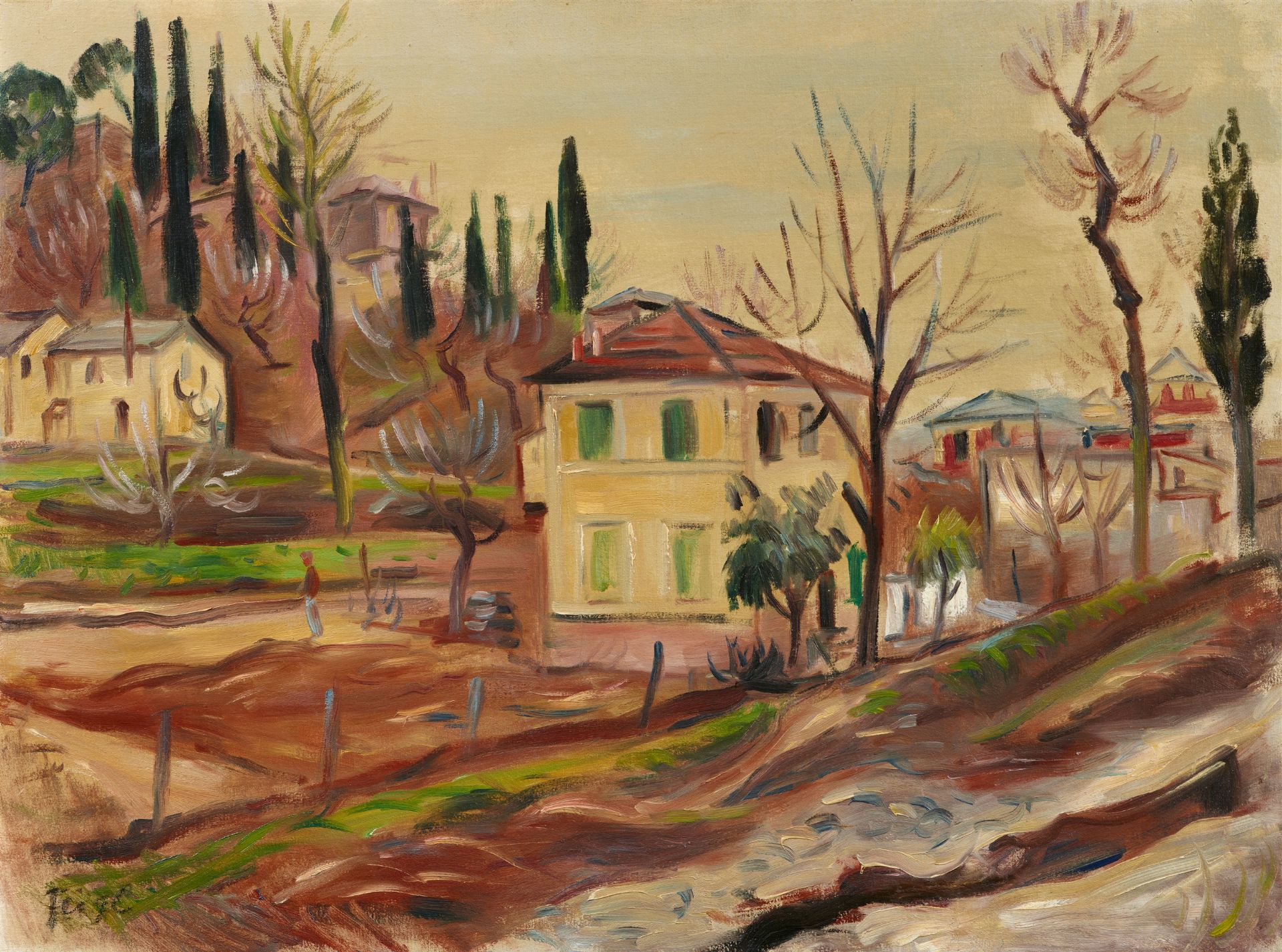 Friedrich Feigl, Ohne Titel (Italienische Landschaft mit Häusern)
