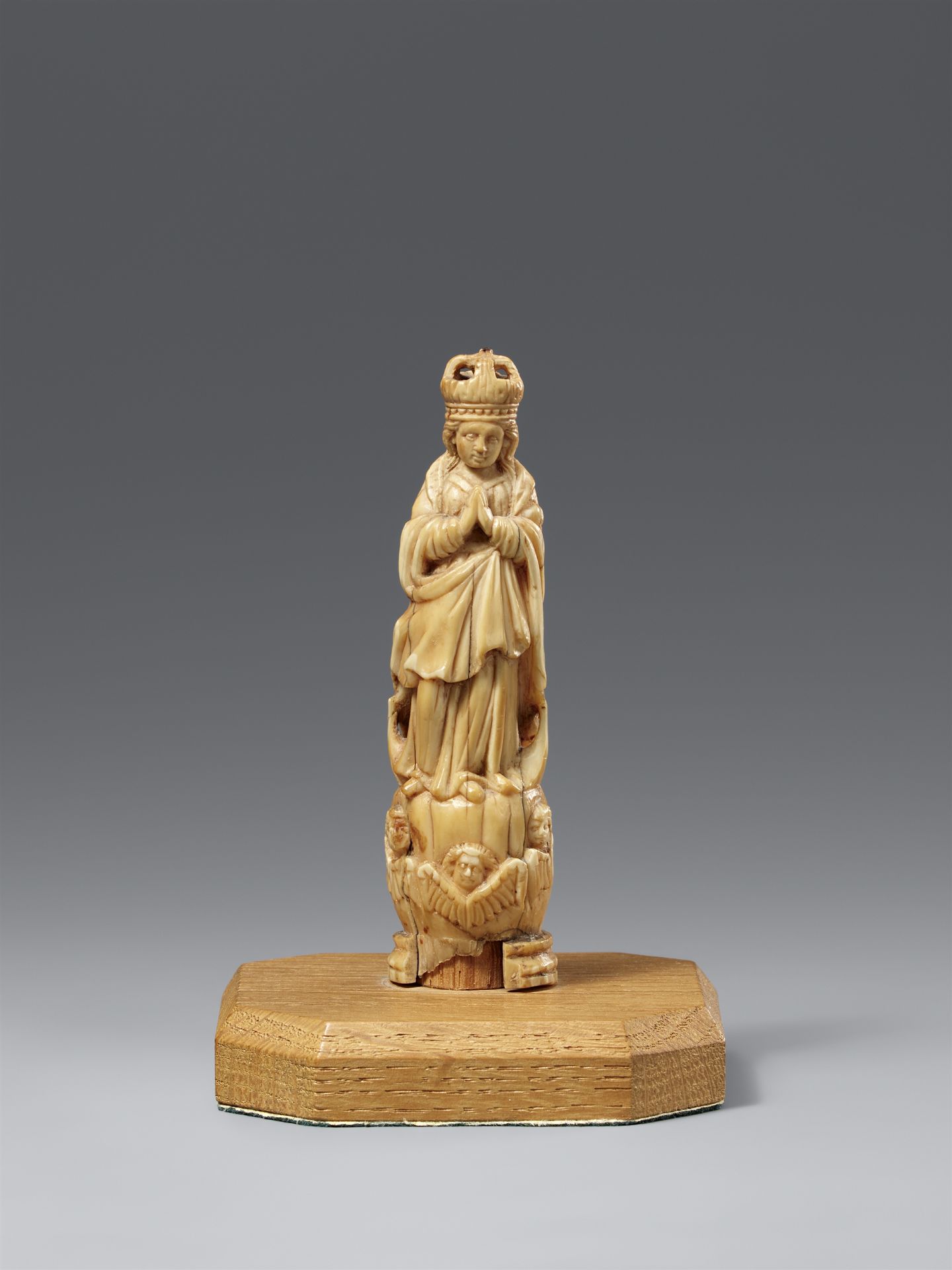 An Indo-Portuguese walrus tusk figure of the Virgin of the Immaculate Conception. India, Goa. Late 1