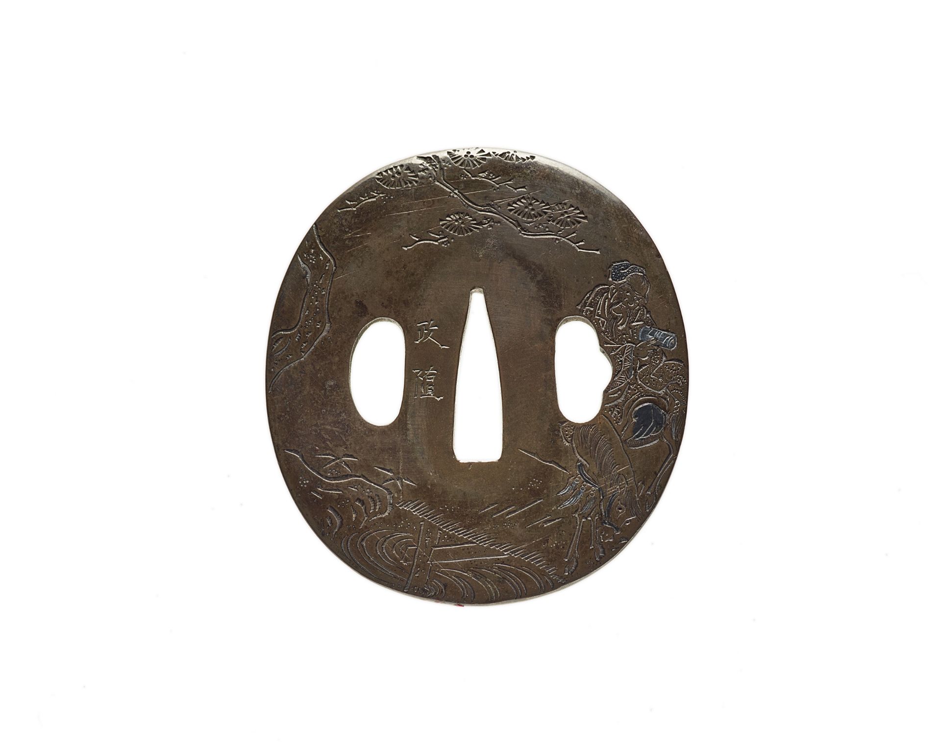 Tsuba. Shibuichi. In der Art von Hamano Masayuki. 18./19. Jh.