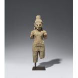 Große Figur einer männlichen Gottheit. Sandstein. Kambodscha. Khmer-Reich. Bayon-Stil. Spätes 12./13