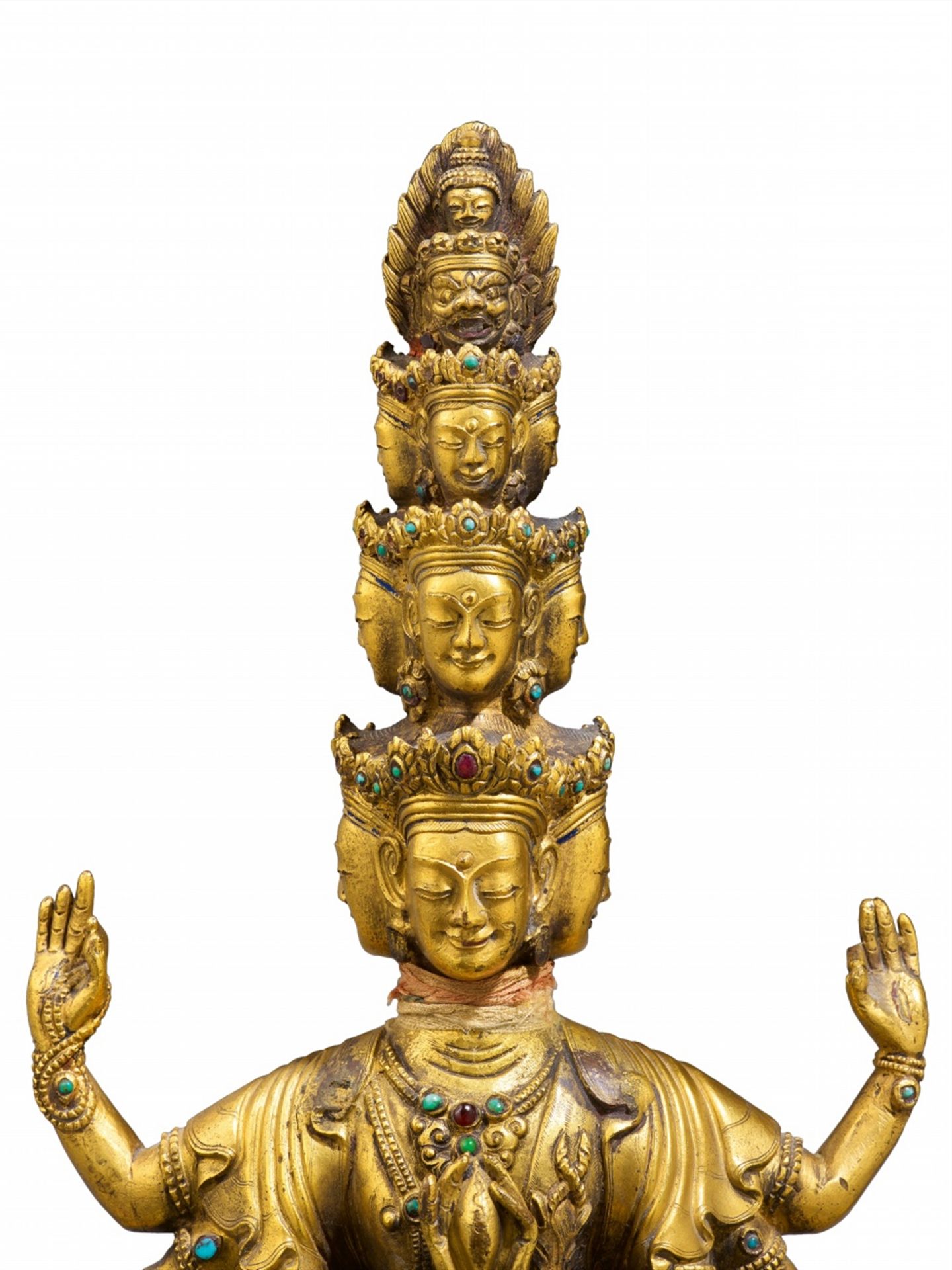 Avalokiteshvara. Feuervergoldete Bronze. Tibet. 18./19. Jh. - Bild 2 aus 2