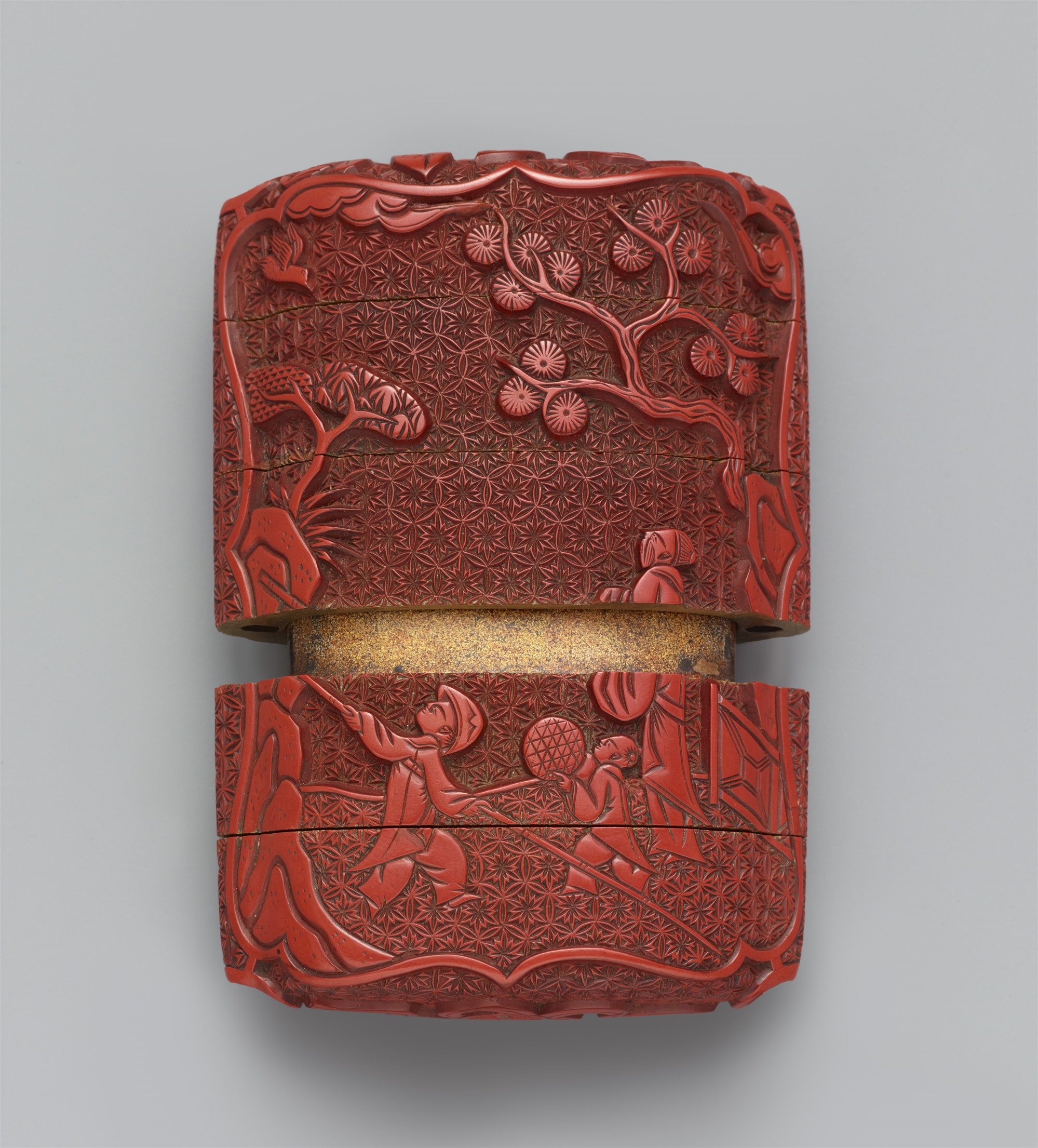 A four-case inrô in the manner of carved red lacquer. 19th century - Image 2 of 2