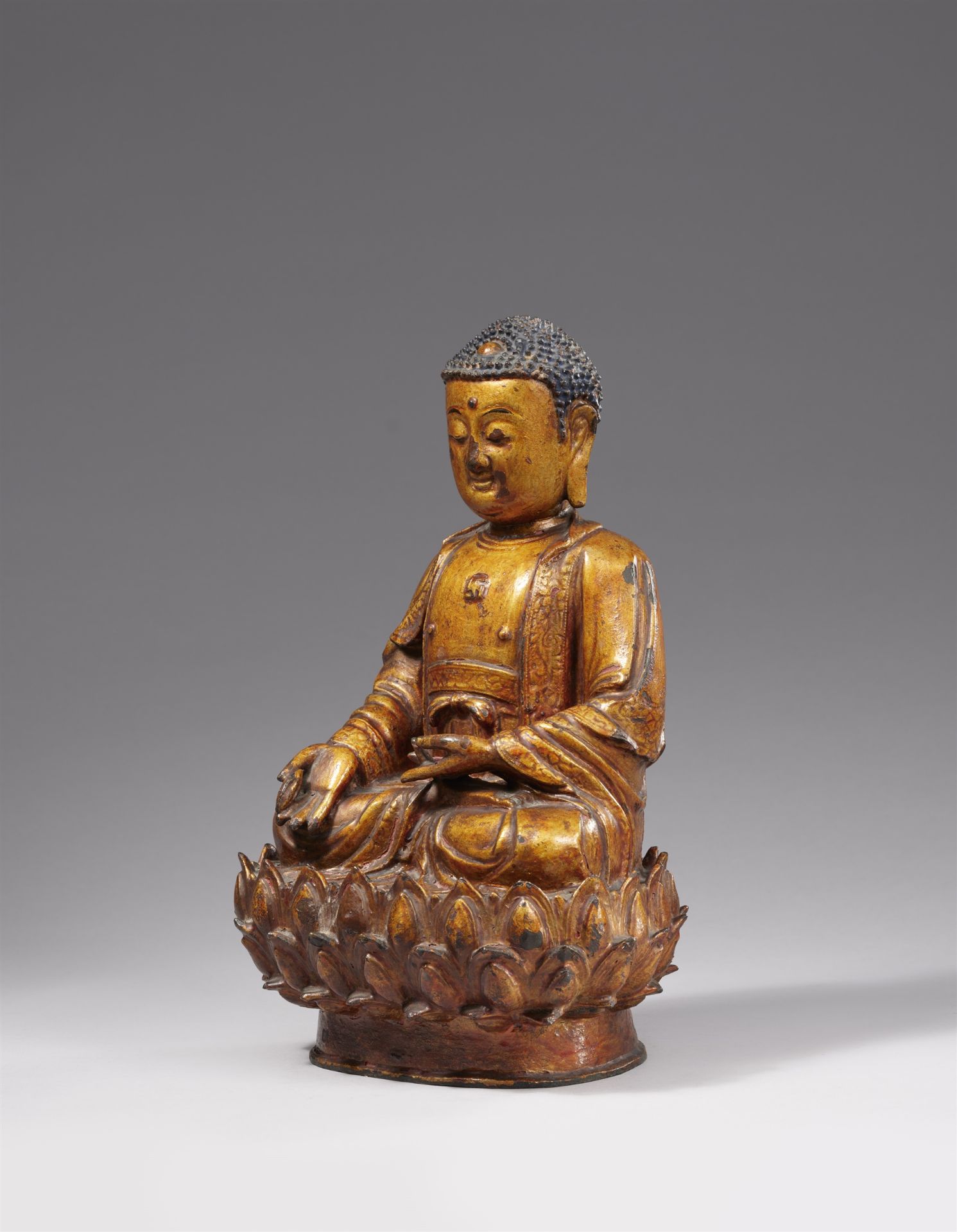 Medizin-Buddha Bhaishajyaguru. Bronze. Ming-Zeit, 16./17. Jh. - Bild 3 aus 3