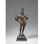 Prozessionsfigur des Ardhanarishvara. Bronze. Süd-Indien. Im Stil der Chola-Zeit, wohl 19. Jh.