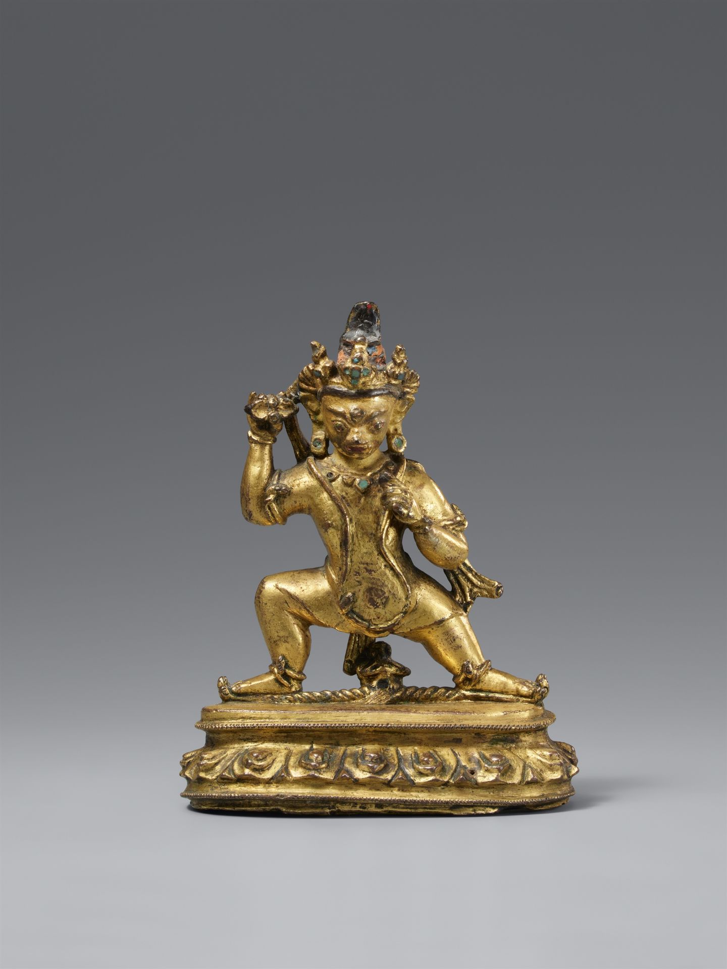 Bhutadamara-Vajrapani. Vergoldete Bronze mit wenig Kaltbemalung. Tibet, 18./18. Jh.