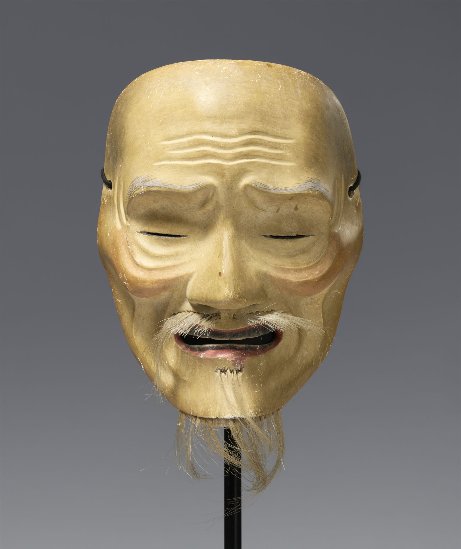 A painted wood Nô mask of Kagekiyo. 18th century