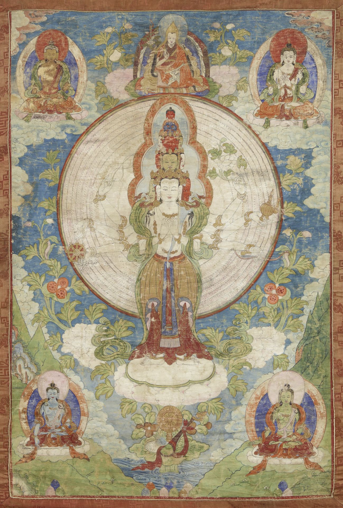 Thangka des Arya-Avalokiteshvara. Tibet. 19. Jh.